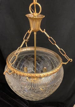 Wonderful Waterford Faceted Cut Crystal Bronze Lantern Pendent 4 Light Fixture