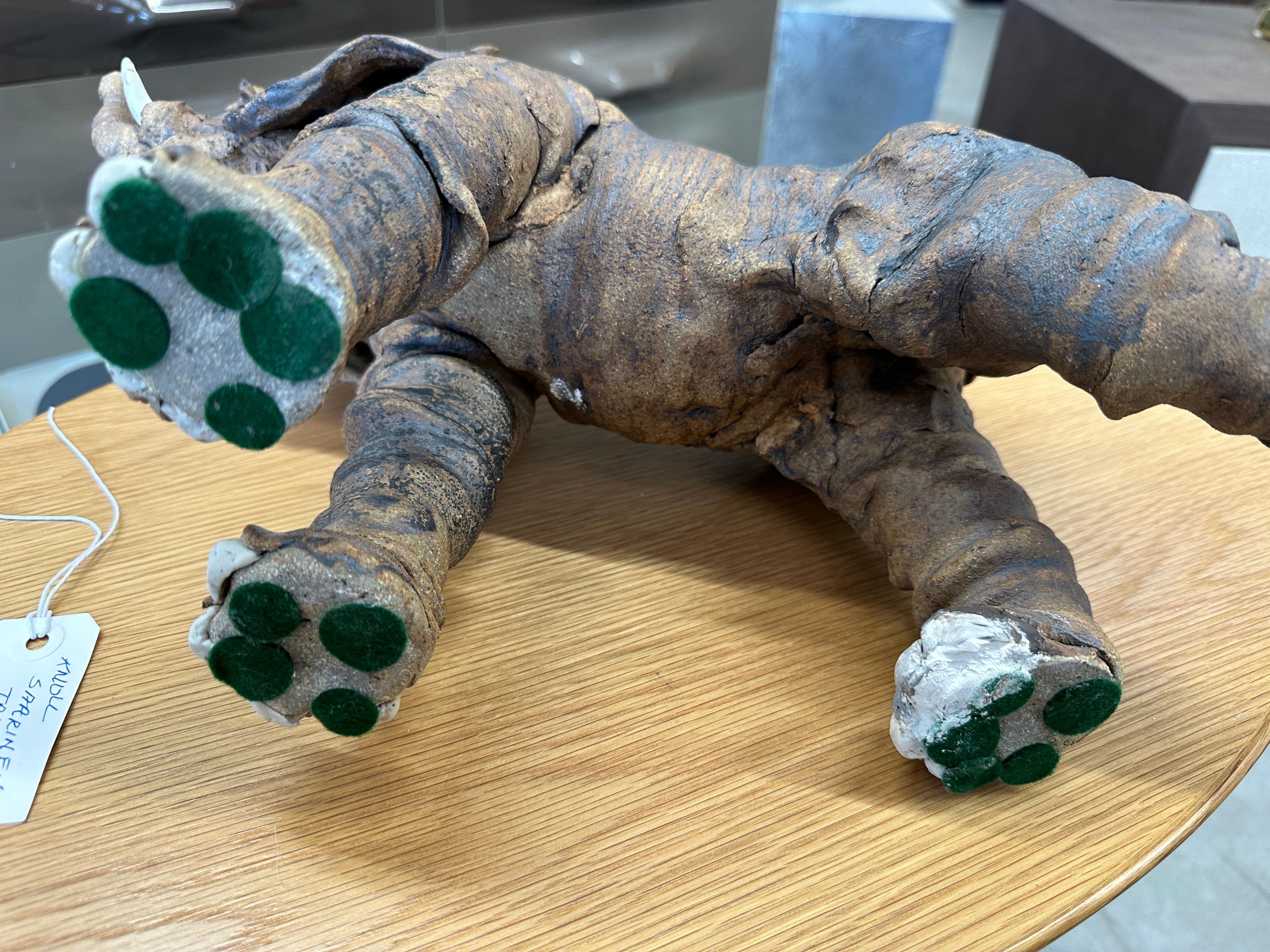 Wonderful Whimsical Hand Built Pottery Elephant For Sale 11