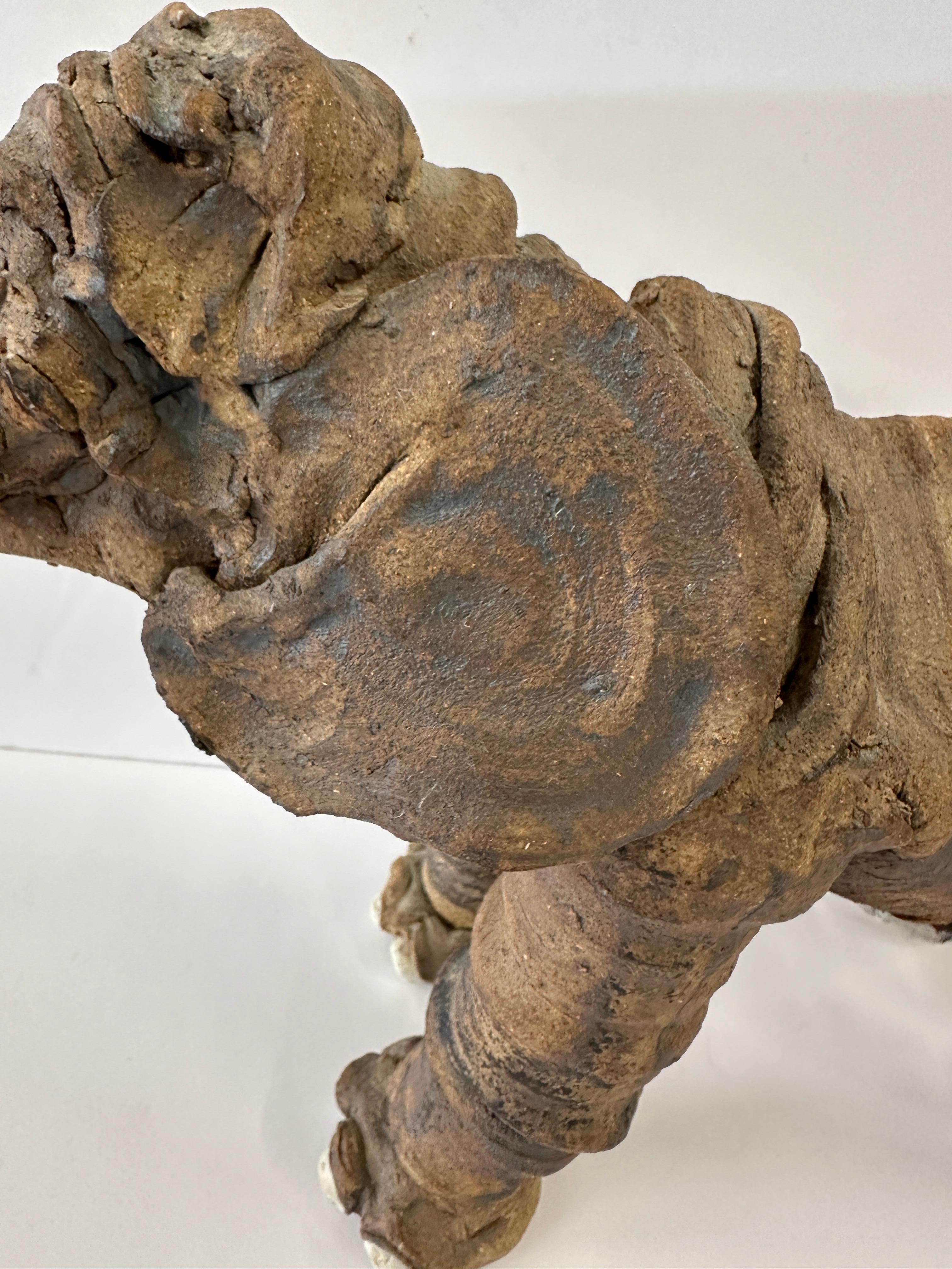 Wonderful Whimsical Hand Built Pottery Elephant In Good Condition For Sale In Palm Springs, CA