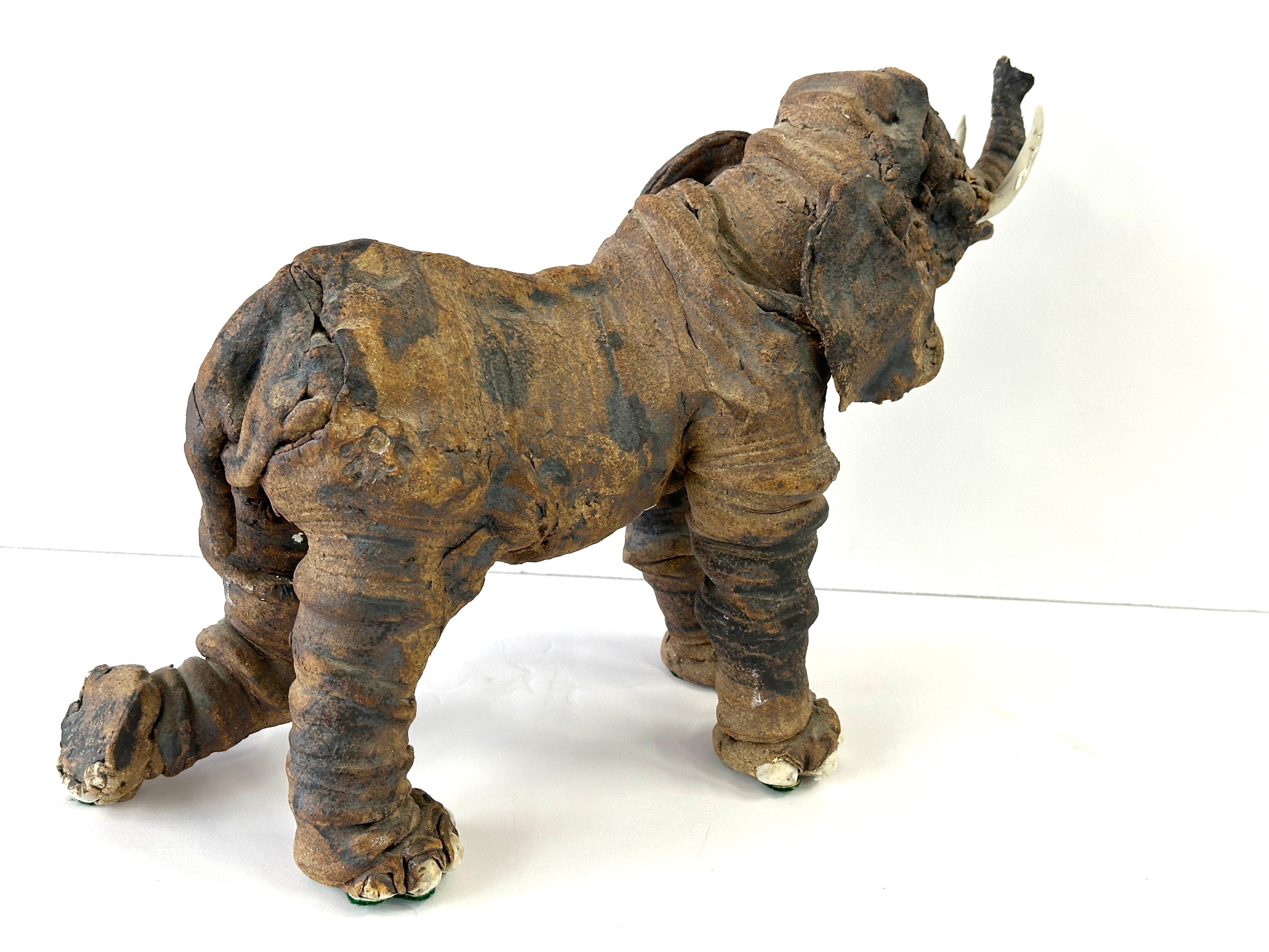 Wonderful Whimsical Hand Built Pottery Elephant For Sale 2