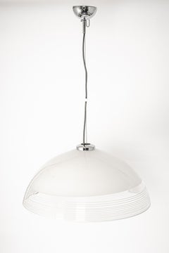Wonderful White Glass Pendant Light, Vetri Murano, Italy, 1970s