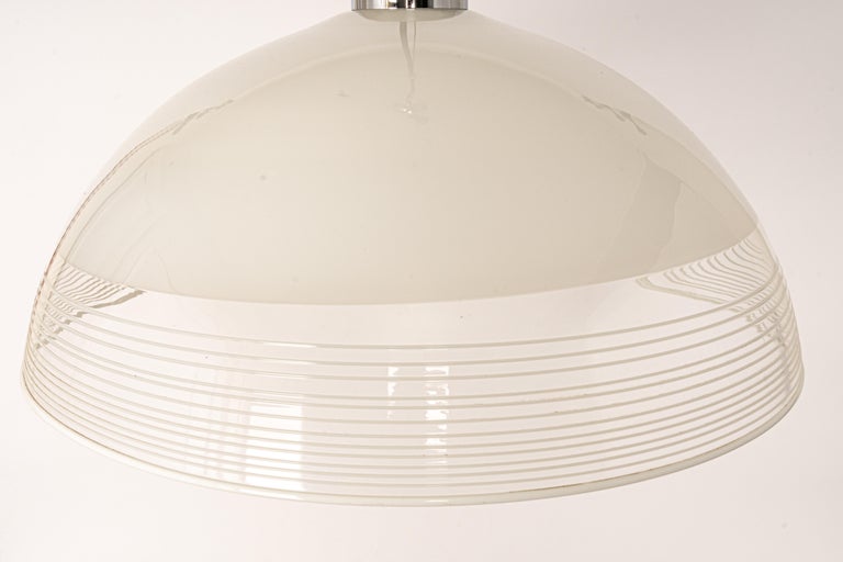 Mid-Century Modern Wonderful White Glass Pendant Light, Vetri Murano, Italy, 1970s For Sale