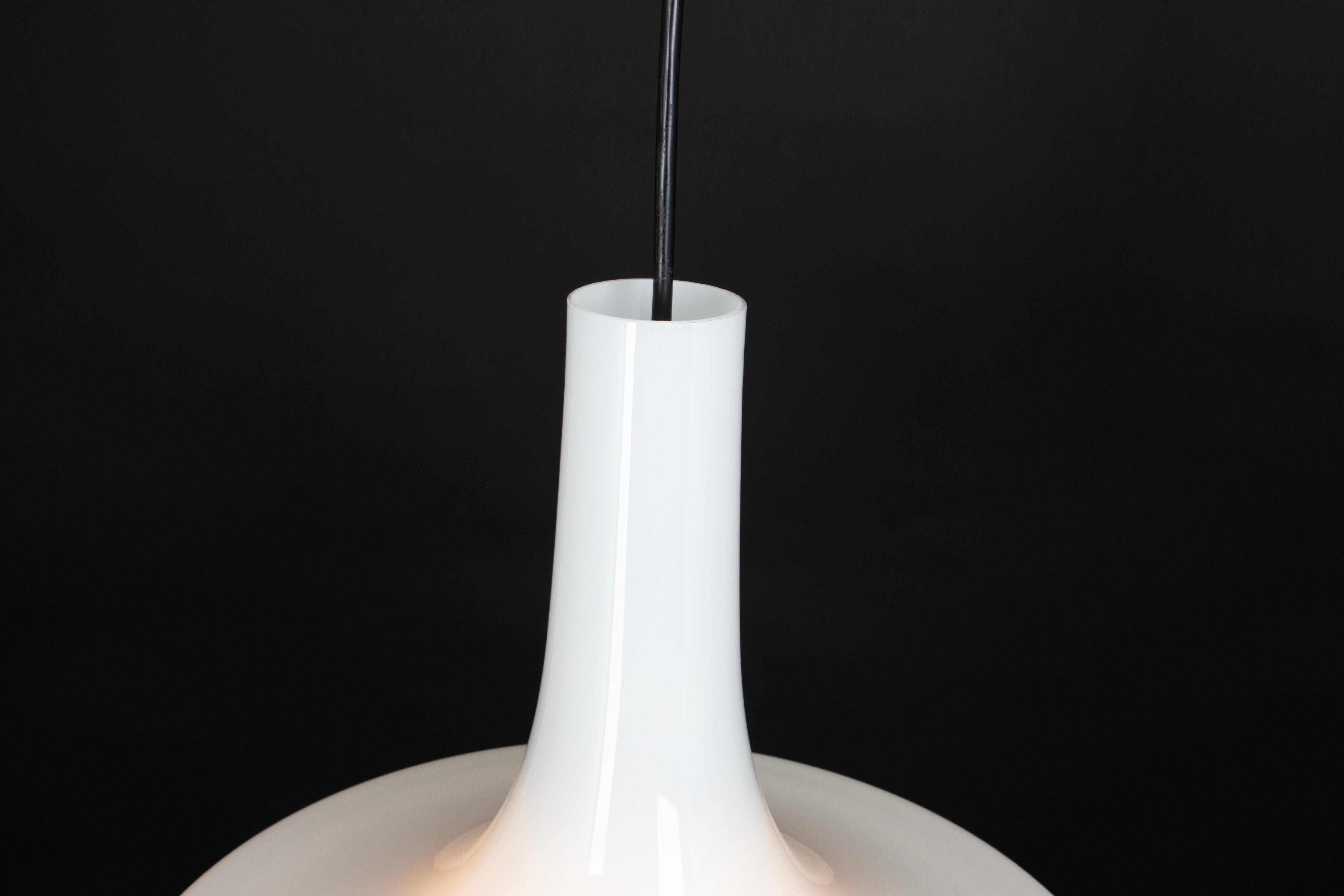 Wonderful White Opal Glass Pendant Light, Peill & Putzler, Germany, 1970s For Sale 4