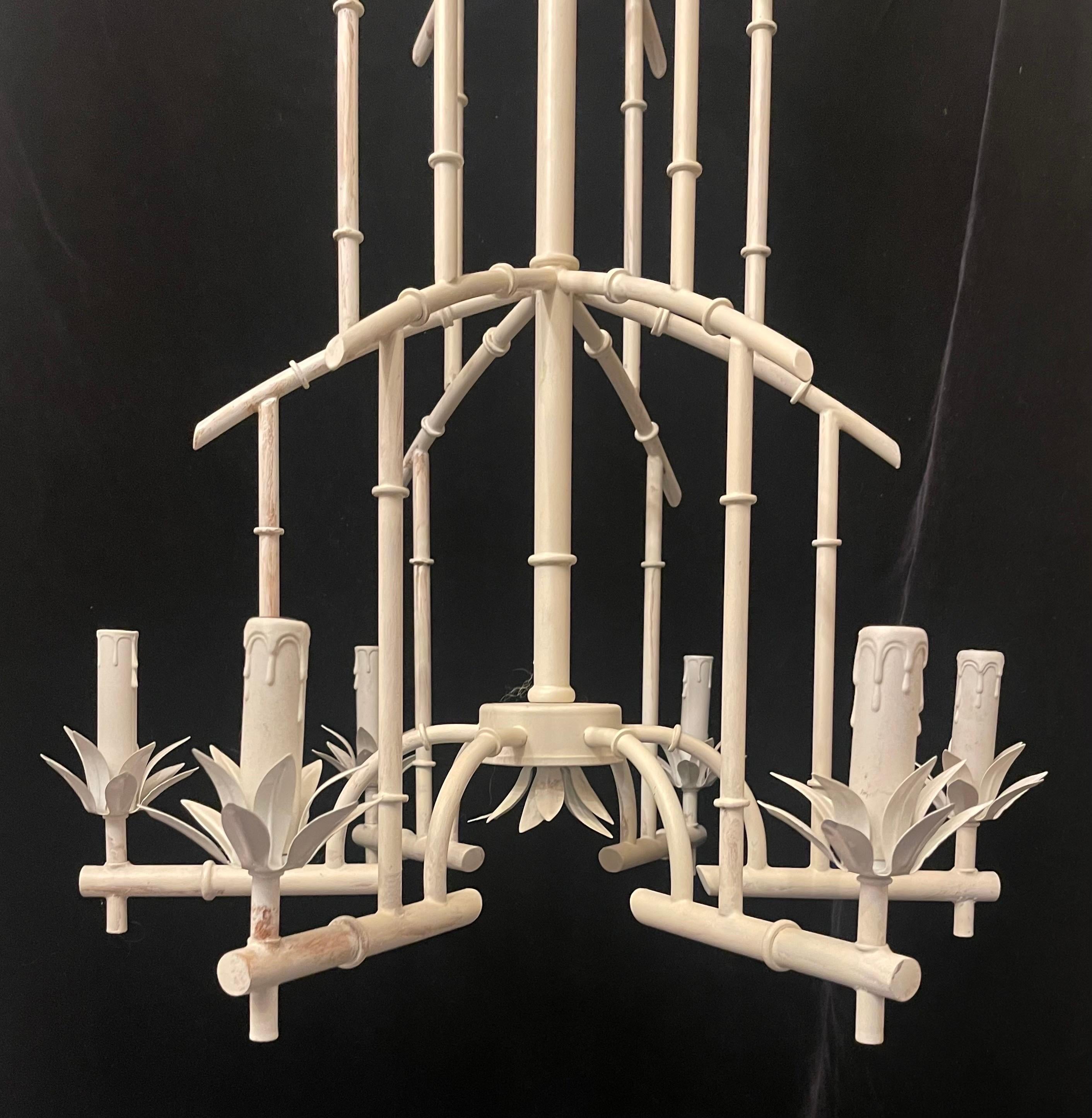 white bamboo chandelier