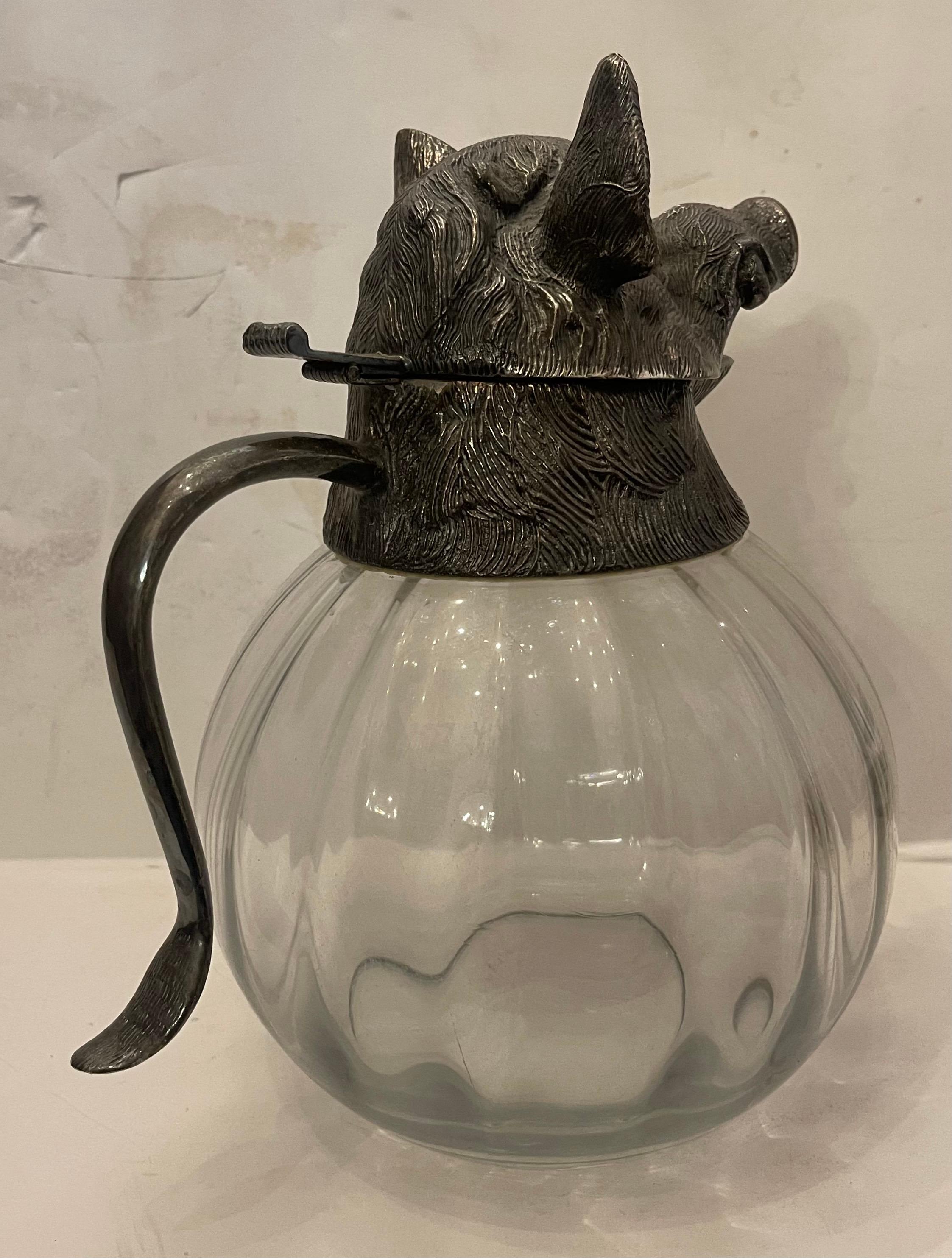 XX secolo Meravigliosa Caraffa con coperchio in argento con cinghiale, caraffa con coperchio, brocca Valenti Spagna in vendita