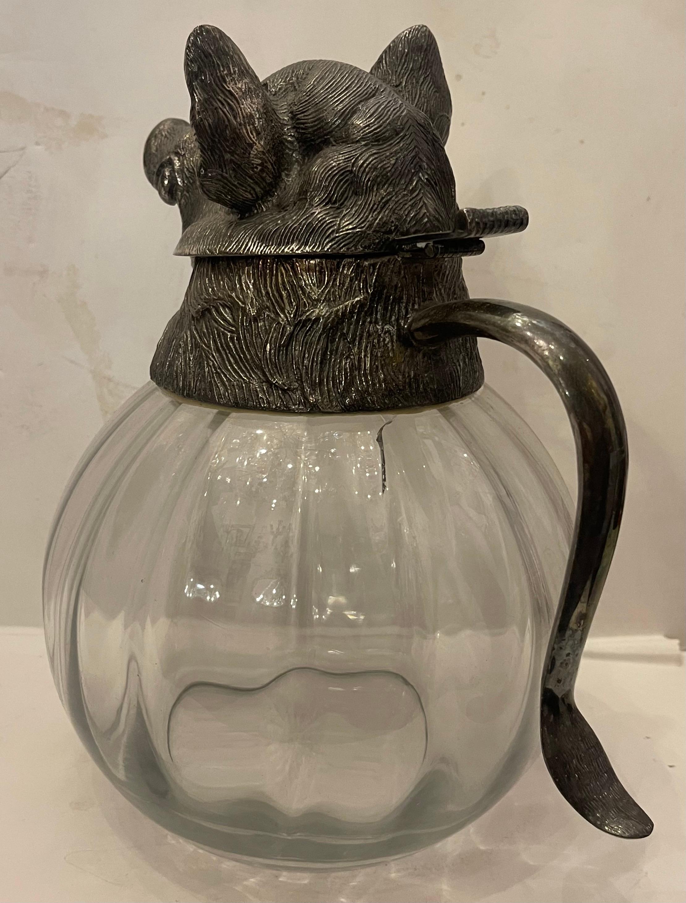 Placcato argento Meravigliosa Caraffa con coperchio in argento con cinghiale, caraffa con coperchio, brocca Valenti Spagna in vendita