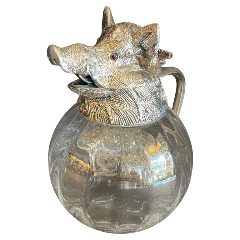 Wonderful Wild Boar Silver Plated Carafe Lidded Decanter Pitcher Valenti  Spain at 1stDibs