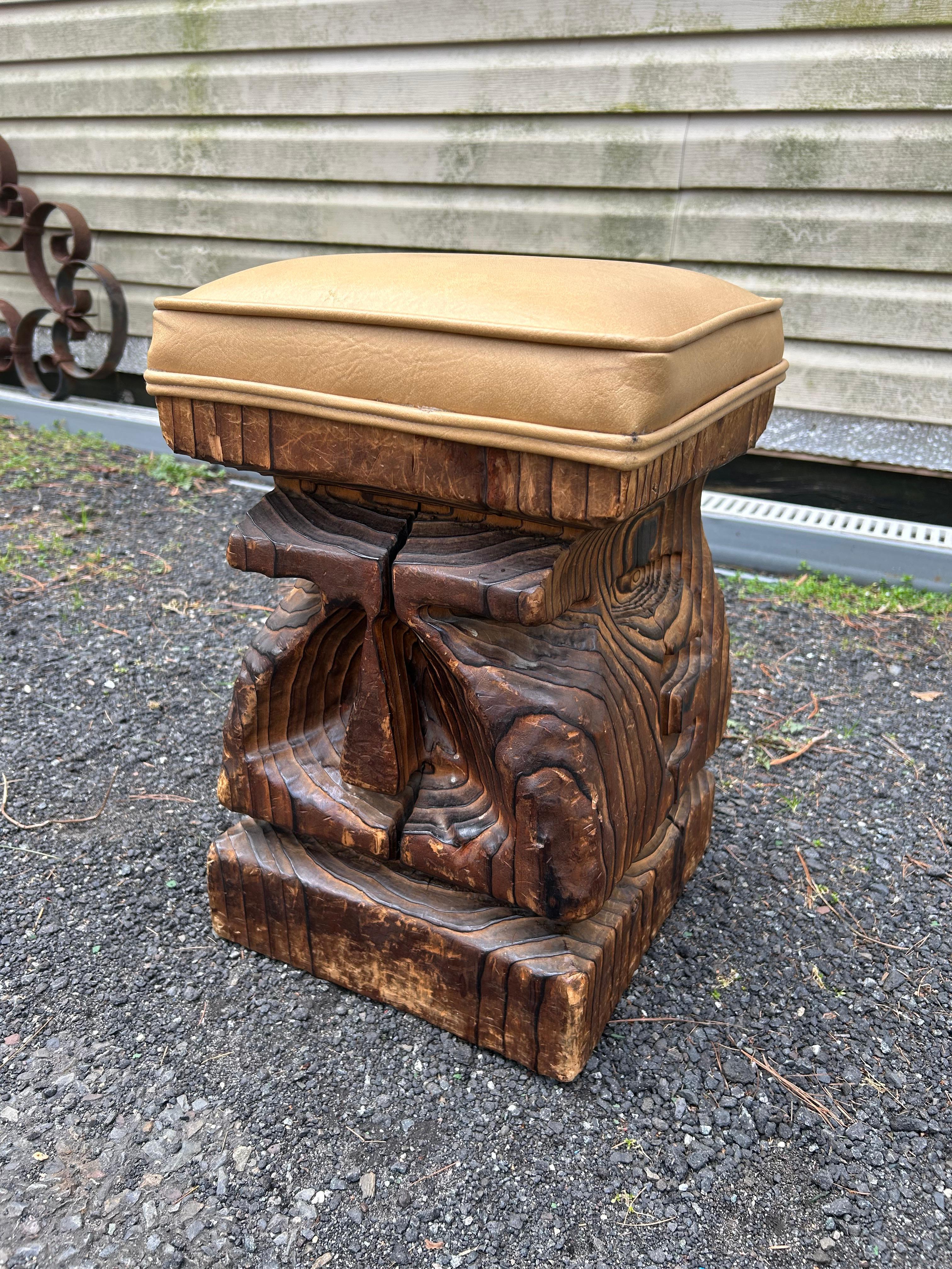Wonderful Witco Tiki Hand Carved Stool , c. 1960s For Sale 4