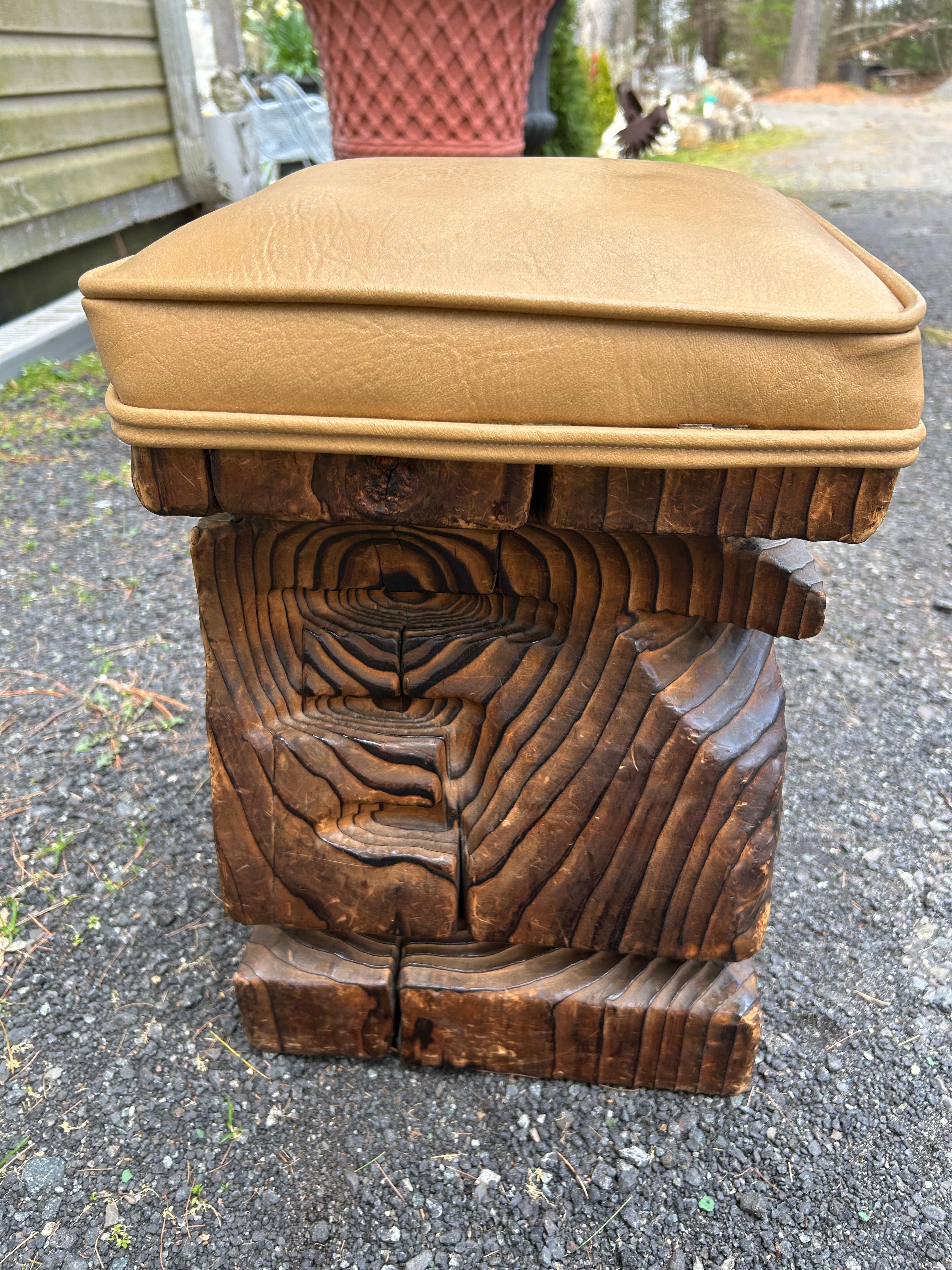 Mid-Century Modern Wonderful Witco Tiki Hand Carved Stool , c. 1960s For Sale