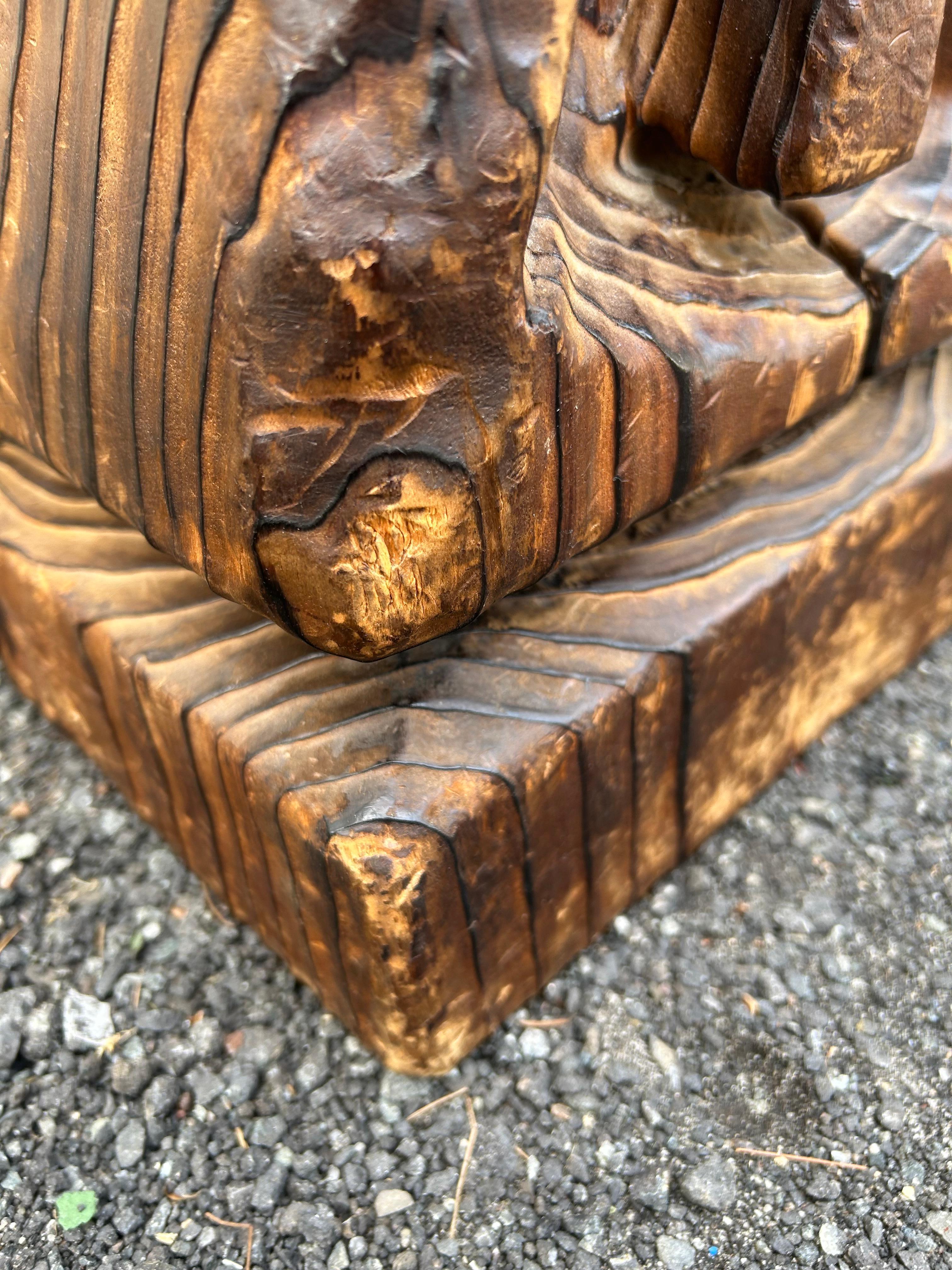 Wonderful Witco Tiki Hand Carved Stool , c. 1960s In Good Condition For Sale In Pemberton, NJ