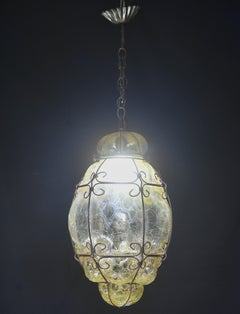 Wonderful Yellow Colour Venetian Lantern, Seguso Murano Glass, Italy, 1950s