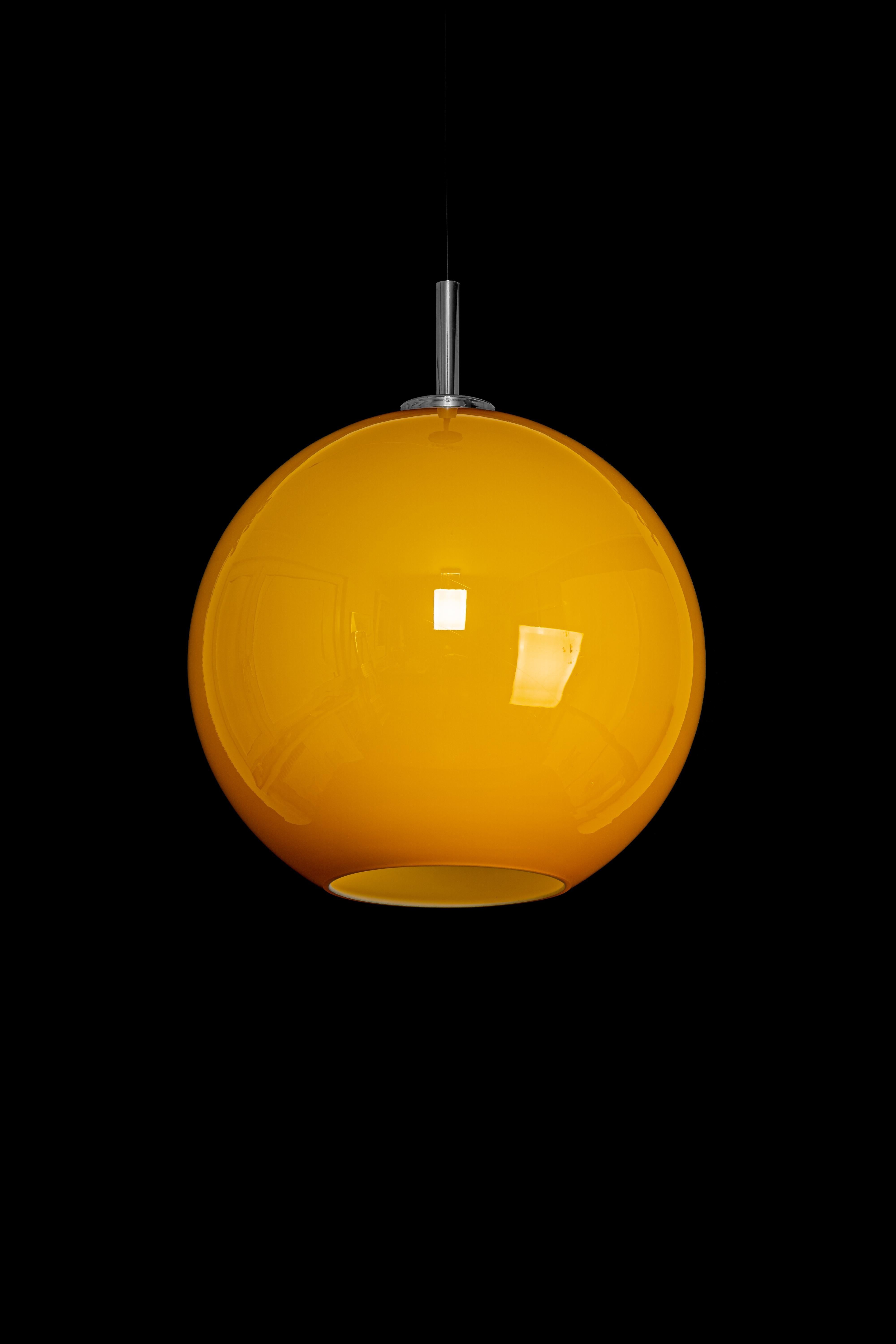 Wonderful Yellow Opal Glass Pendant Light, Peill & Putzler, Germany, 1970s 2