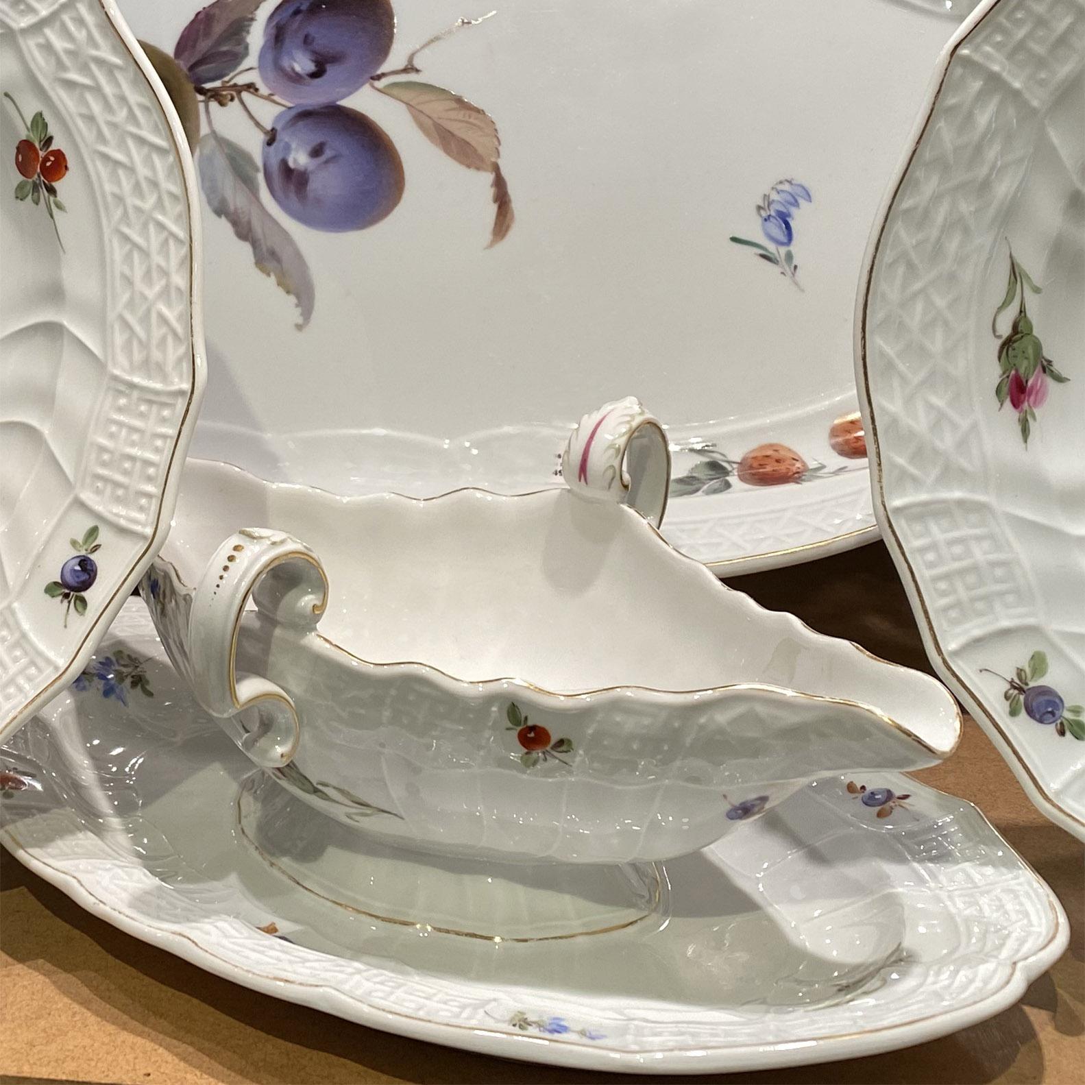 Glazed Meissen Partial Porcelain Dinner Service, of 50 Pieces, 19th Century
