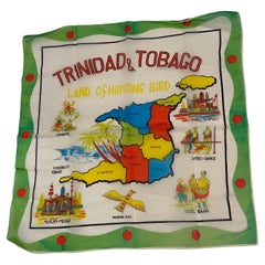 Vintage Wonderfully Bold Multi-Color "Scenes of Trinidad & Tobago" Scarf