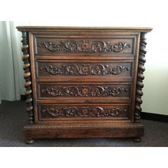 Wonderfully Carved French Barley Twist Renaissance Style Chest of Drawers