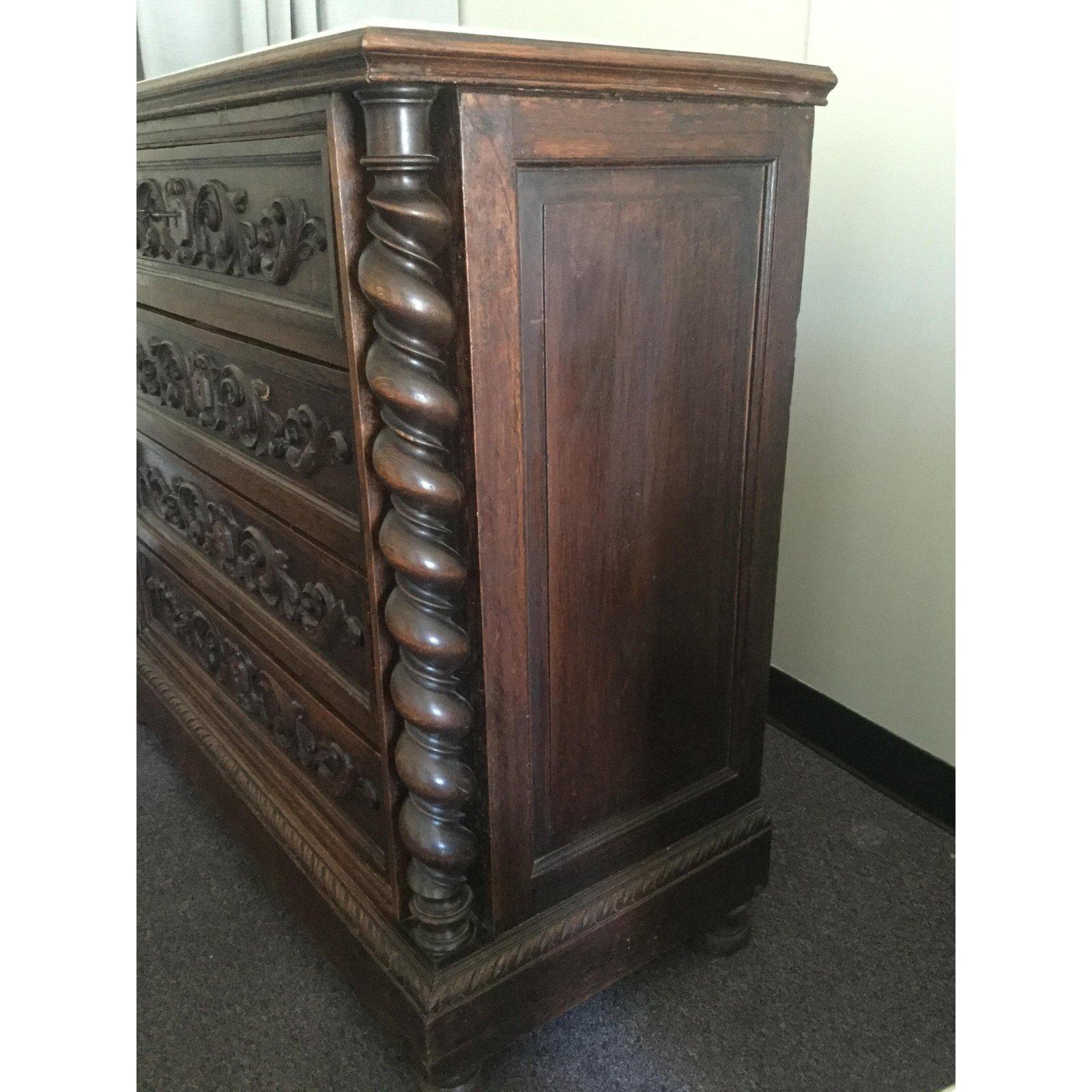 Wonderfully Carved French Barley Twist Renaissance Style Chest of Drawers In Excellent Condition In Hopewell, NJ