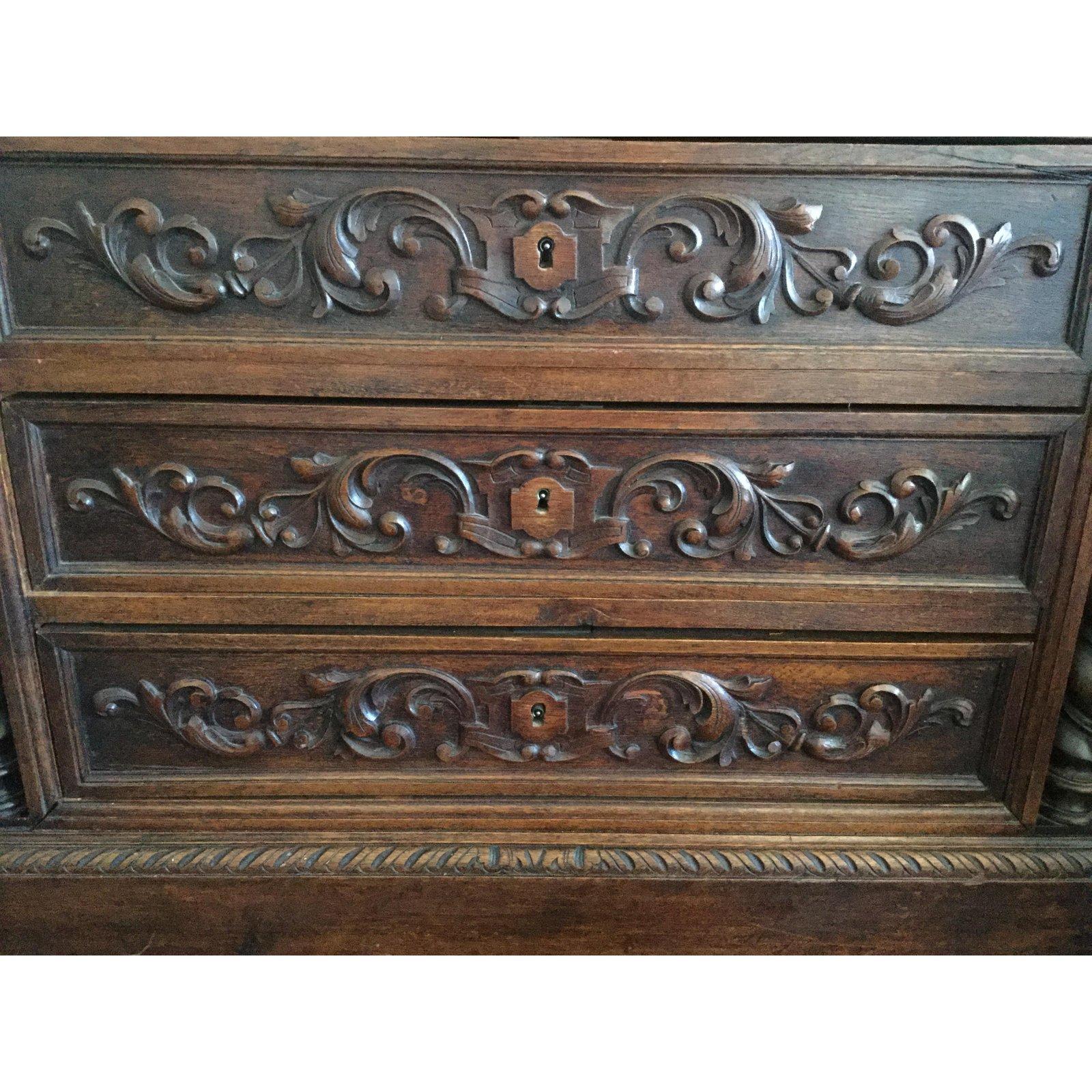 Early 20th Century Wonderfully Carved French Barley Twist Renaissance Style Chest of Drawers