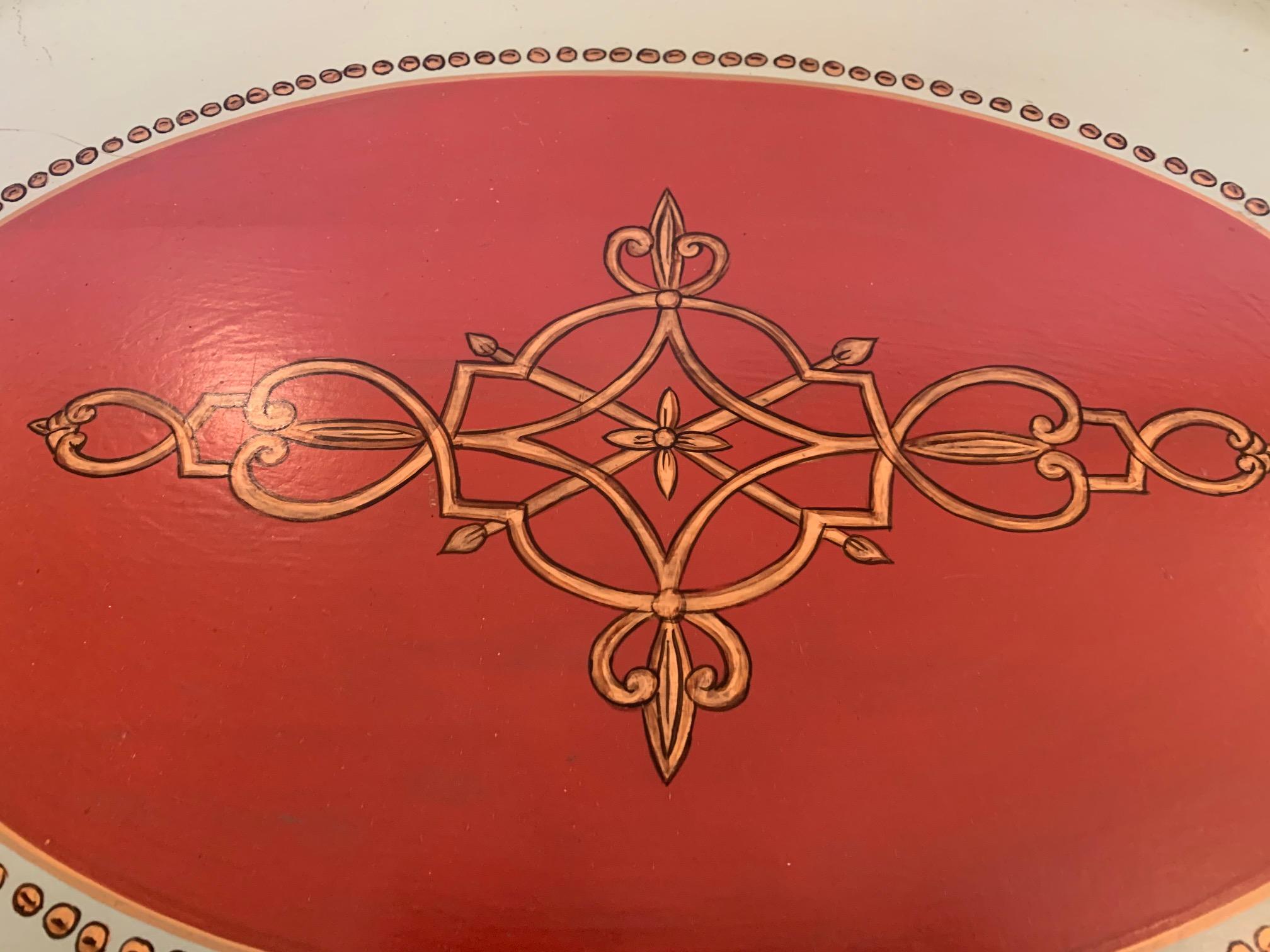 Mid-20th Century Wonderfully Decorative Faux Bamboo and Painted Tray Coffee Table For Sale