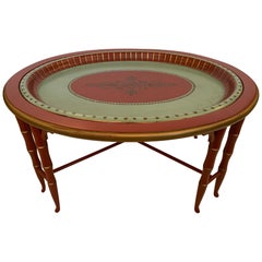 Wonderfully Decorative Faux Bamboo and Painted Tray Coffee Table