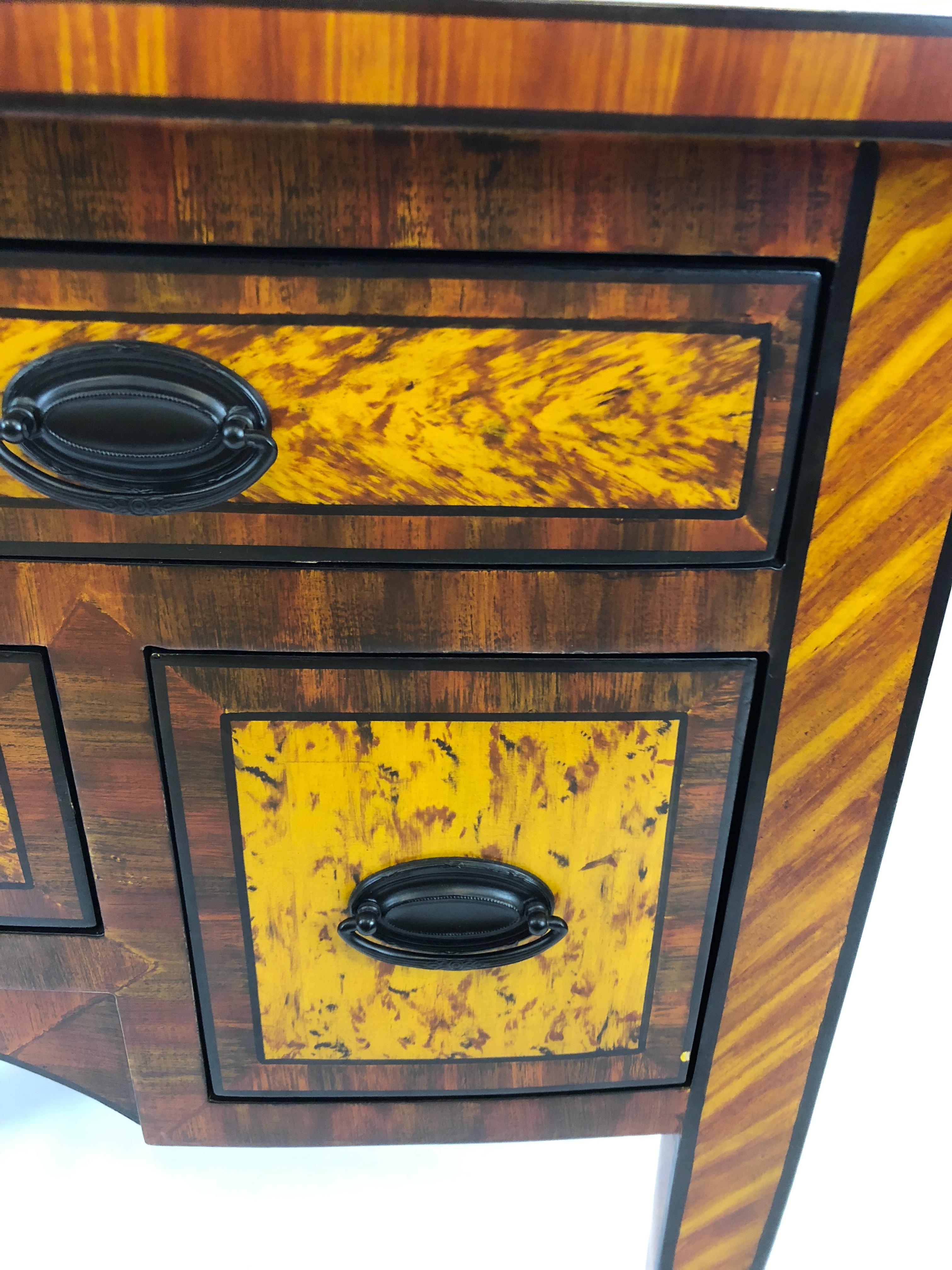 Wonderfully Decorative Grain Painted Lowboy Chest by Harden In Excellent Condition For Sale In Hopewell, NJ