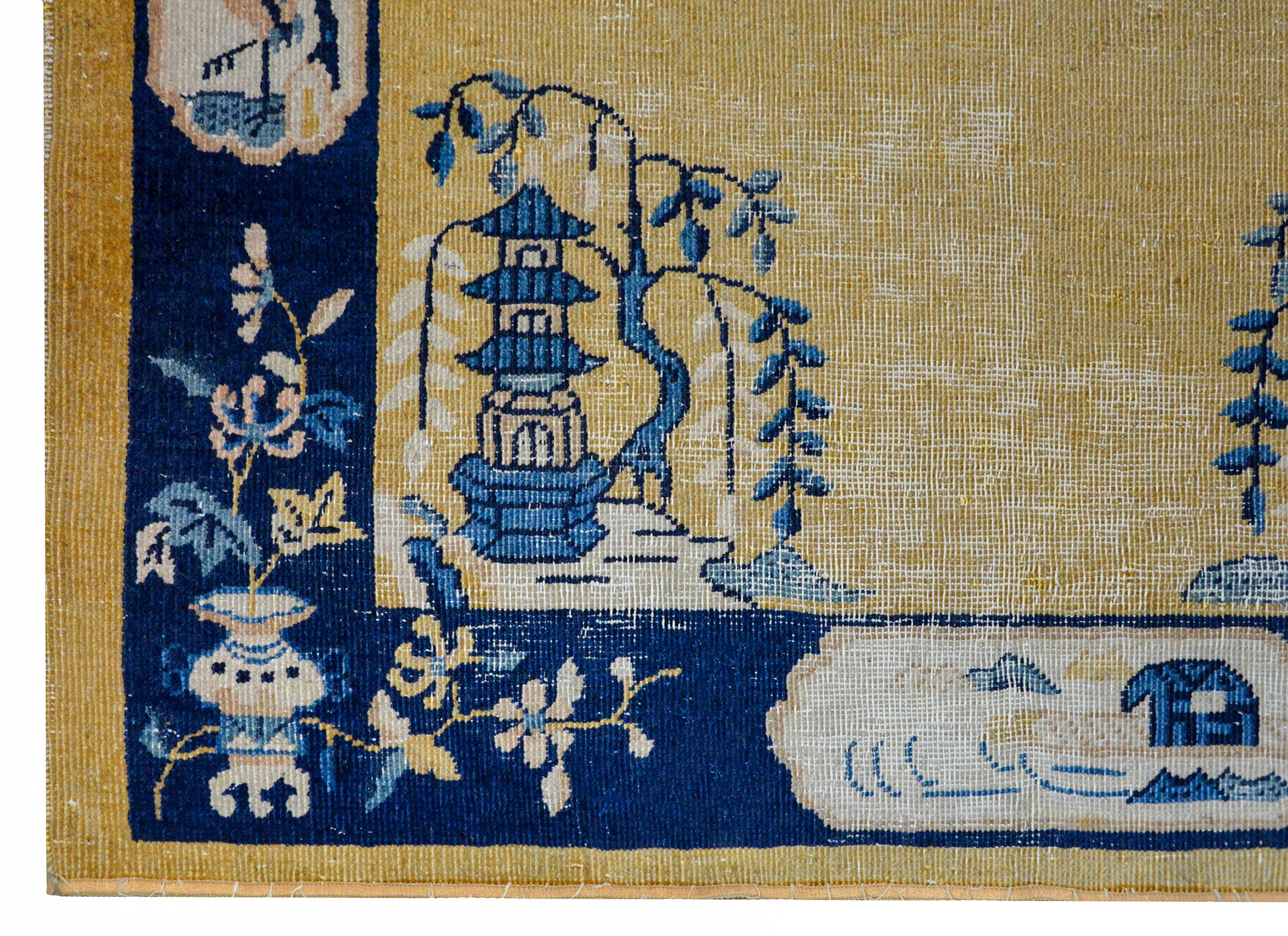 Merveilleux tapis chinois Art déco vieilli en vente 2