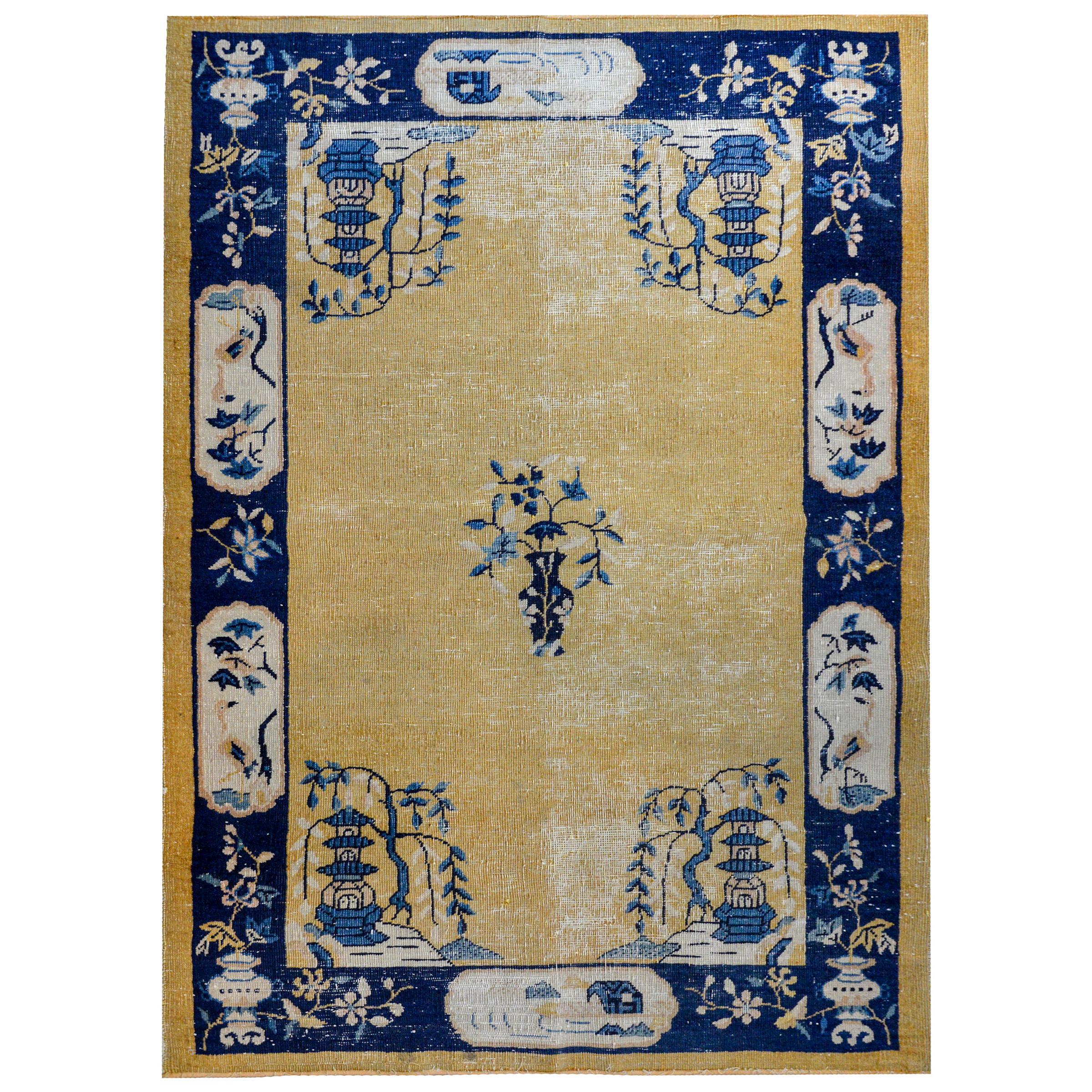 Wonderfully Distressed Chinese Art Deco Rug For Sale