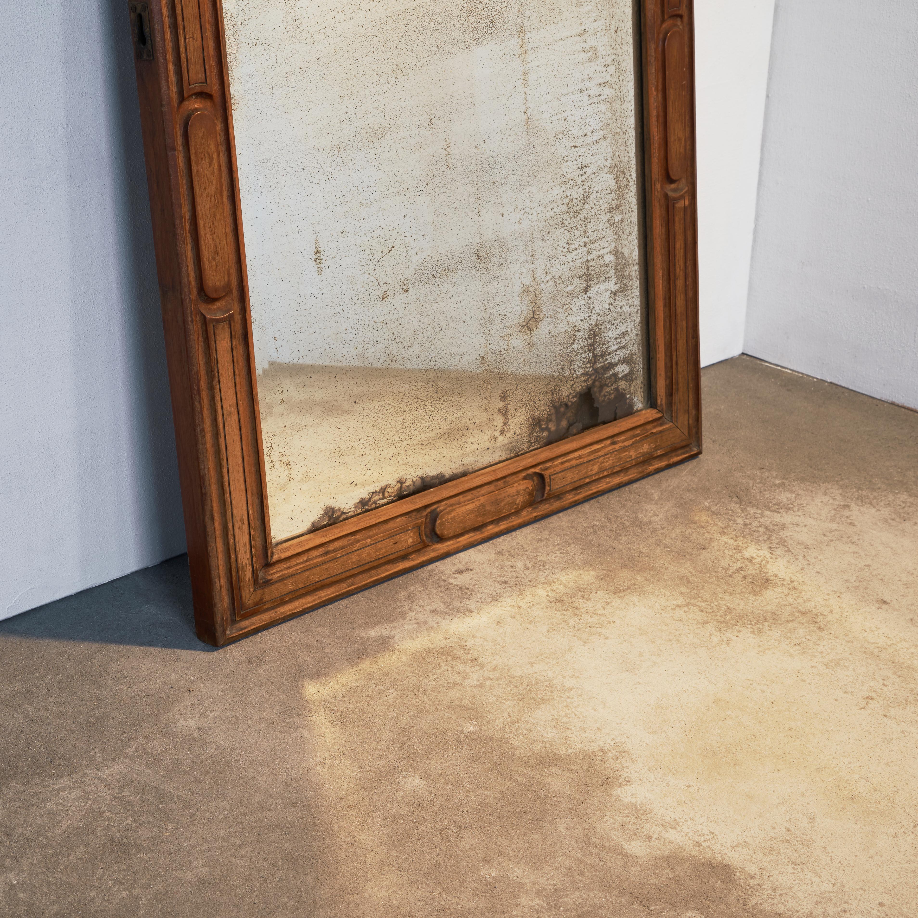Other Wonderfully Patinated Mirror in Carved Mahogany Frame For Sale