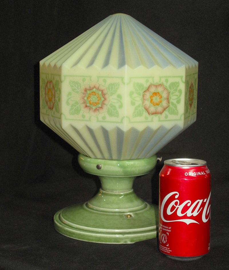 Wonderfully Painted Globe on Vintage Green Porcelain Fitter For Sale 4