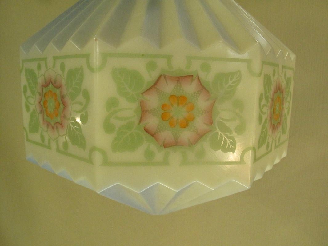 Fired Wonderfully Painted Globe on Vintage Green Porcelain Fitter For Sale