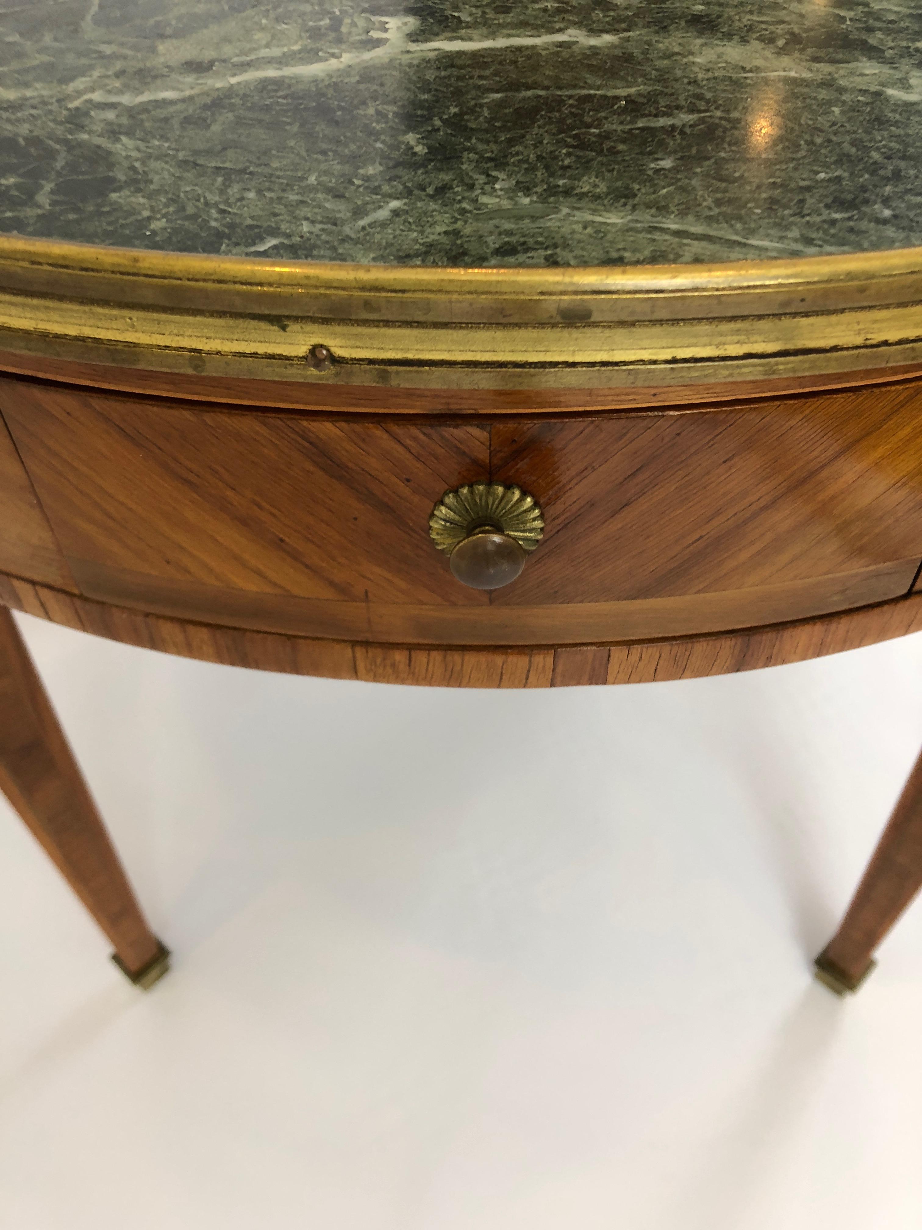 Wonderfully Refined Round Marble Top and Satinwood Side Table or Cocktail Table 6