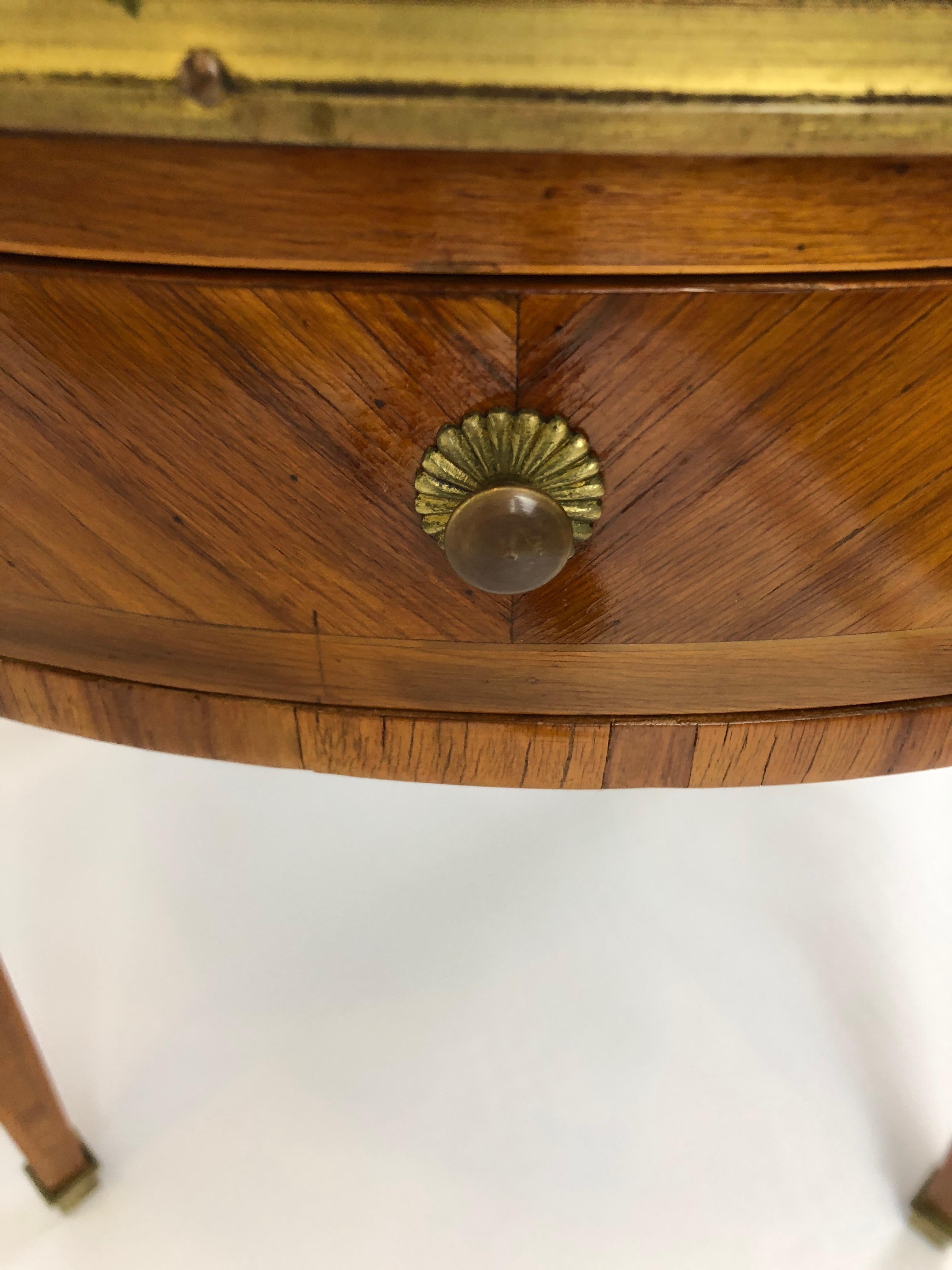 Wonderfully Refined Round Marble Top and Satinwood Side Table or Cocktail Table In Excellent Condition In Hopewell, NJ