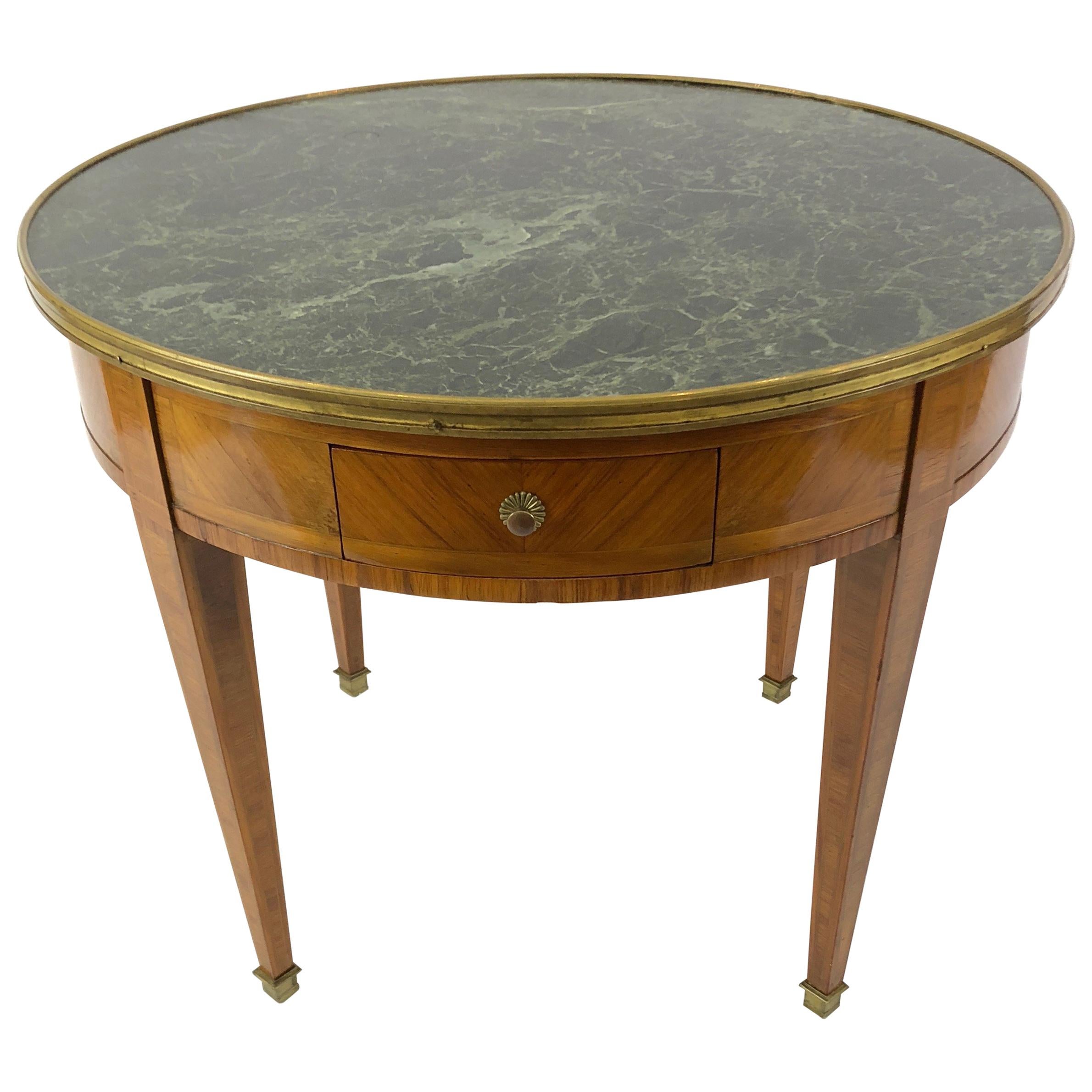 Wonderfully Refined Round Marble Top and Satinwood Side Table or Cocktail Table