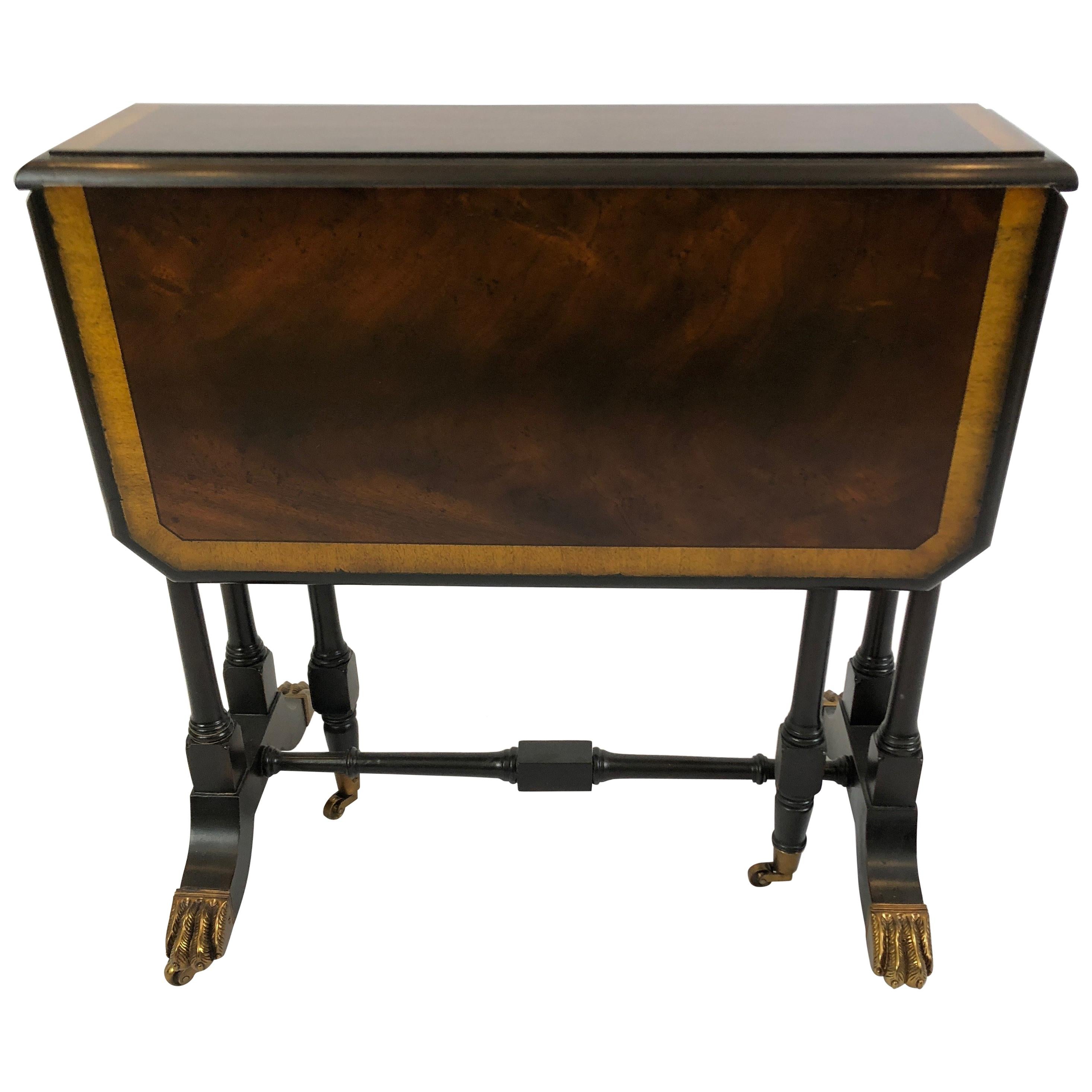 Wonderfully Versatile Maitland Smith Drop-Leaf Flame Mahogany Side or End Table For Sale