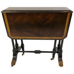 Retro Wonderfully Versatile Maitland Smith Drop-Leaf Flame Mahogany Side or End Table