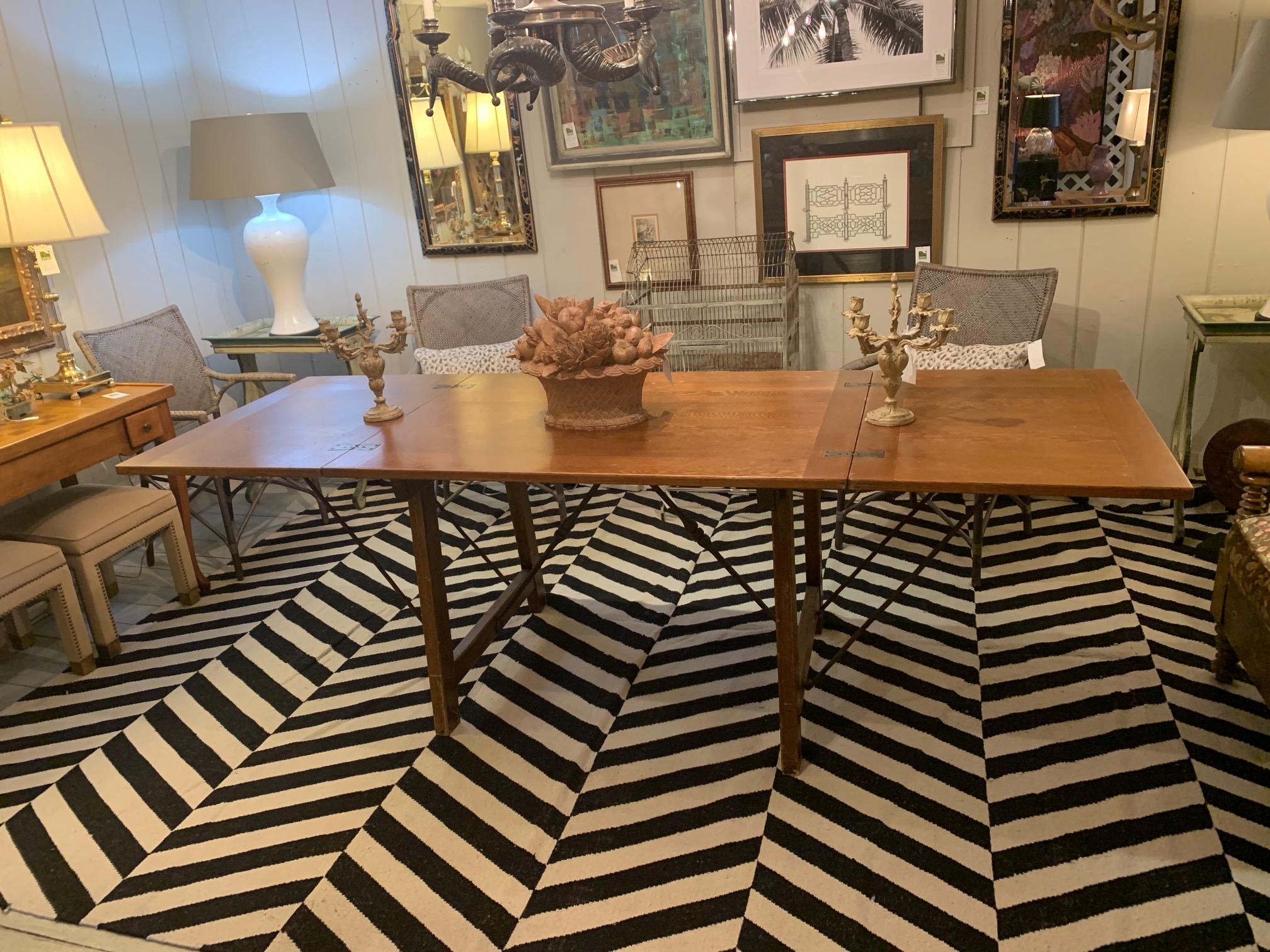 American Wonderfully Versatile Vintage Folding Expandable Large or Small Dining Table