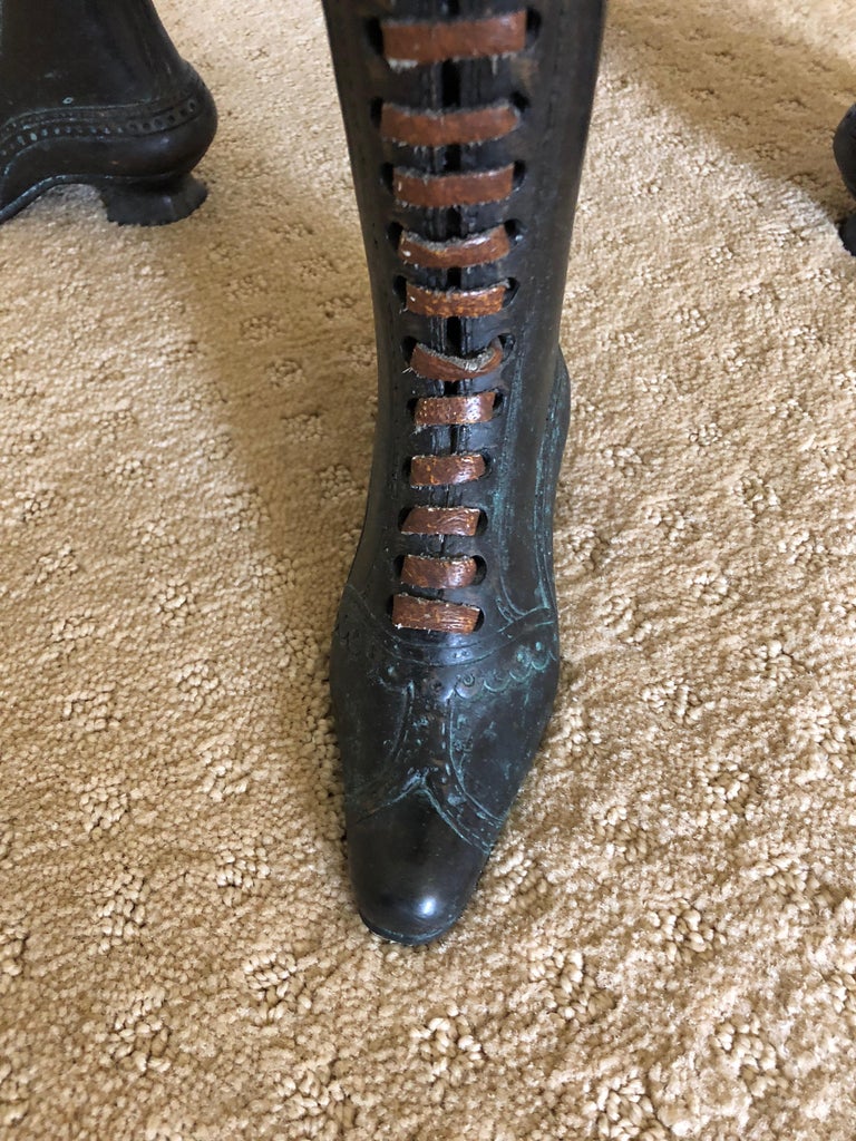 Wonderfully Whimsical Rotating Leather Top Stool with Bronze Lady's