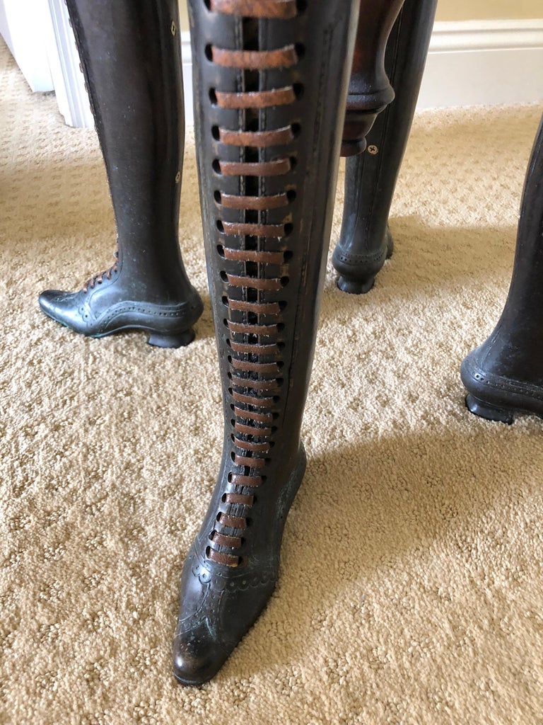 Wonderfully Whimsical Rotating Leather Top Stool with Bronze Lady's