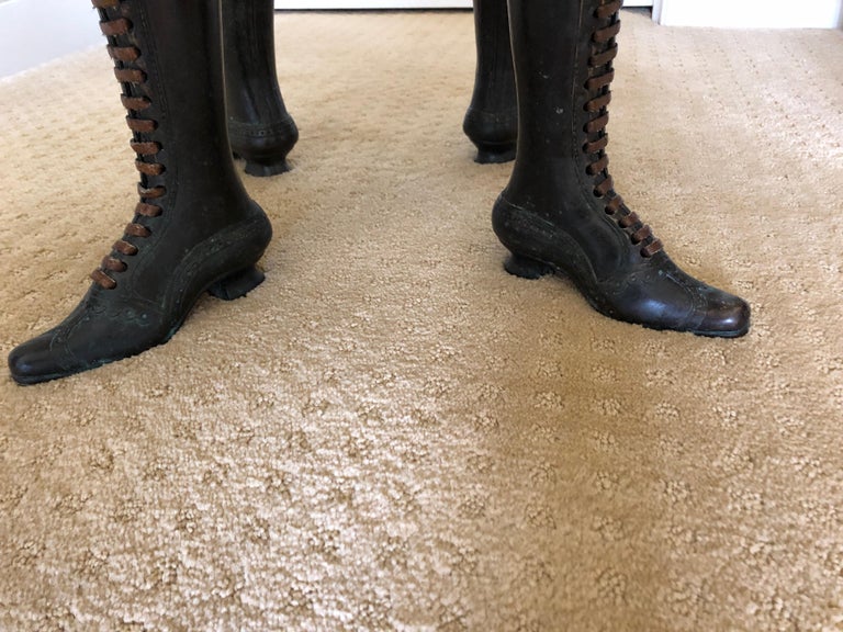 Wonderfully Whimsical Rotating Leather Top Stool with Bronze Lady's