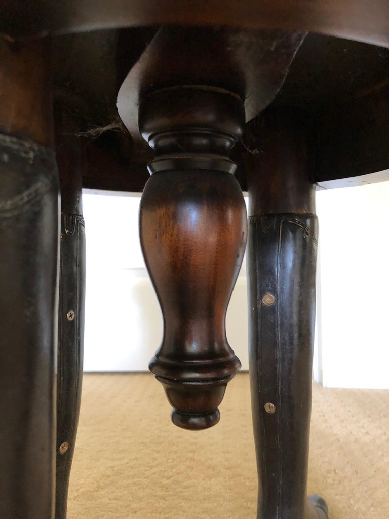 Wonderfully Whimsical Rotating Leather Top Stool with Bronze Lady's