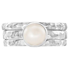 Wundersame Perle Twinkle Stacking Ringe in Sterling Silber