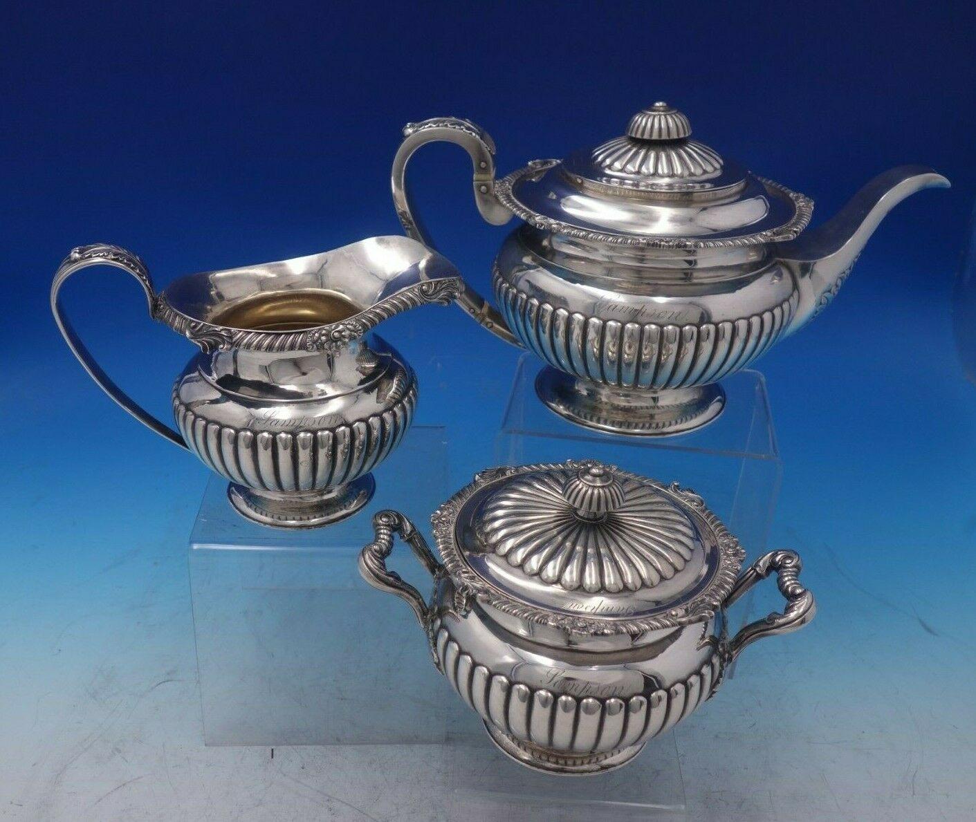 Wong Shing

Gorgeous Wong Shing Chinese Export sterling silver three-piece tea set, circa 1840-1870. This set includes:

1 - Tea Pot: Measures 7