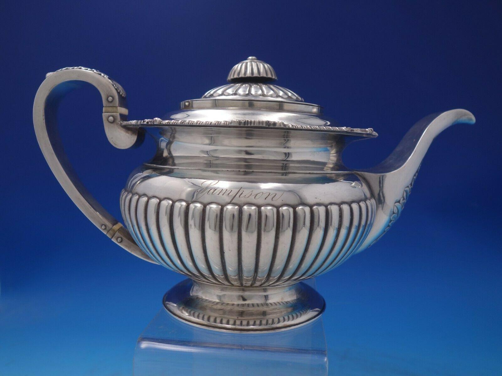 20th Century Wong Shing Chinese Export Sterling Silver Tea Set 3pc c.1840-1870 '#6462' For Sale