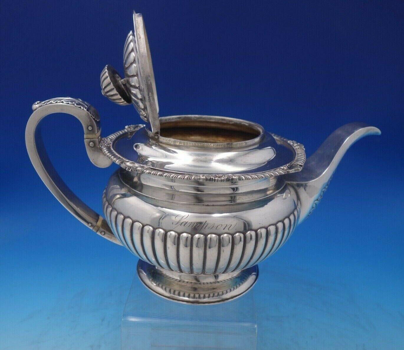 Stainless Steel Wong Shing Chinese Export Sterling Silver Tea Set 3pc c.1840-1870 '#6462' For Sale