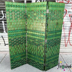 Wood 3-Panel Screen with Inlaid Green Printed Circuit Boards