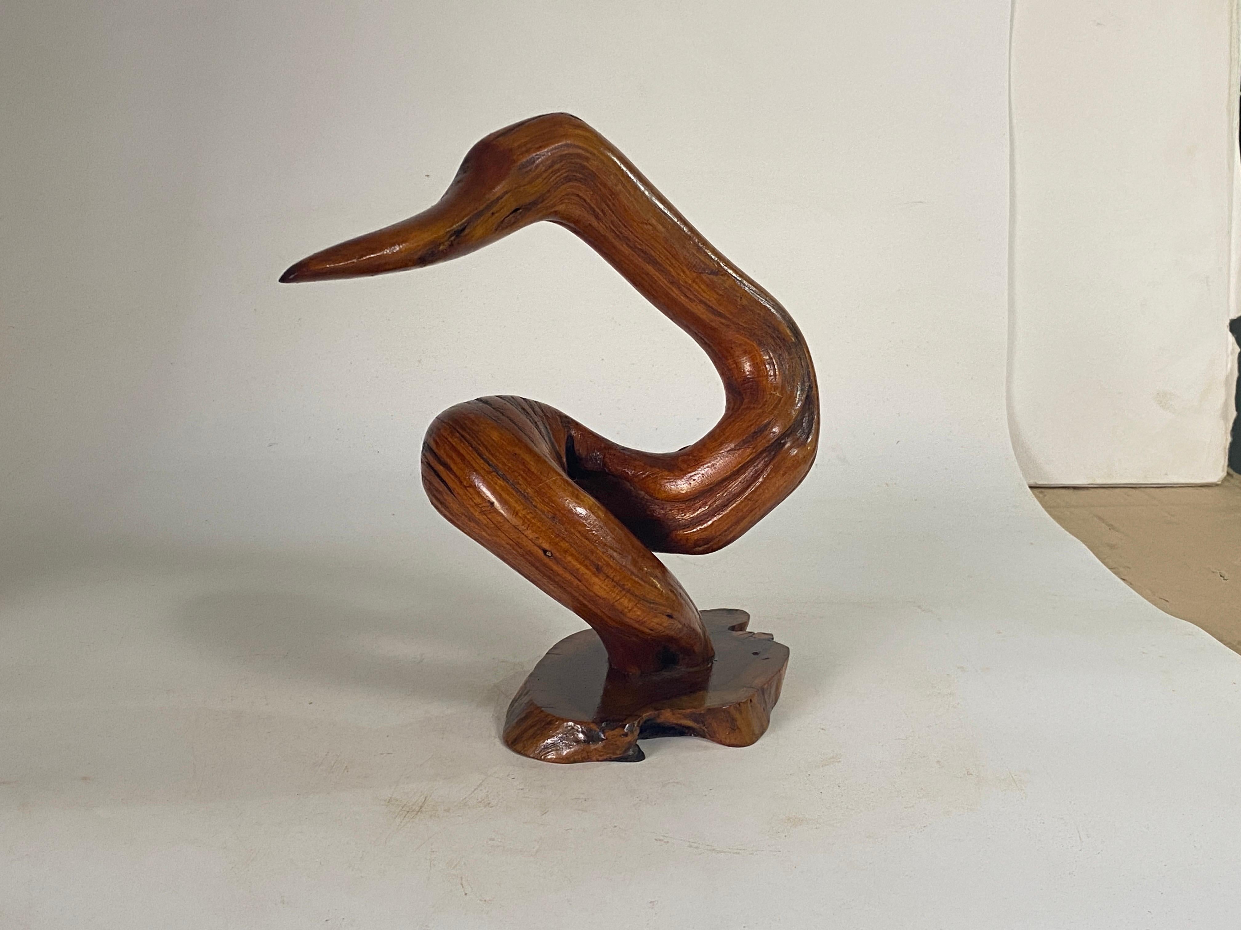French Wood Abstract Sculpture in  Brown Color Free Form, France, 1960 For Sale