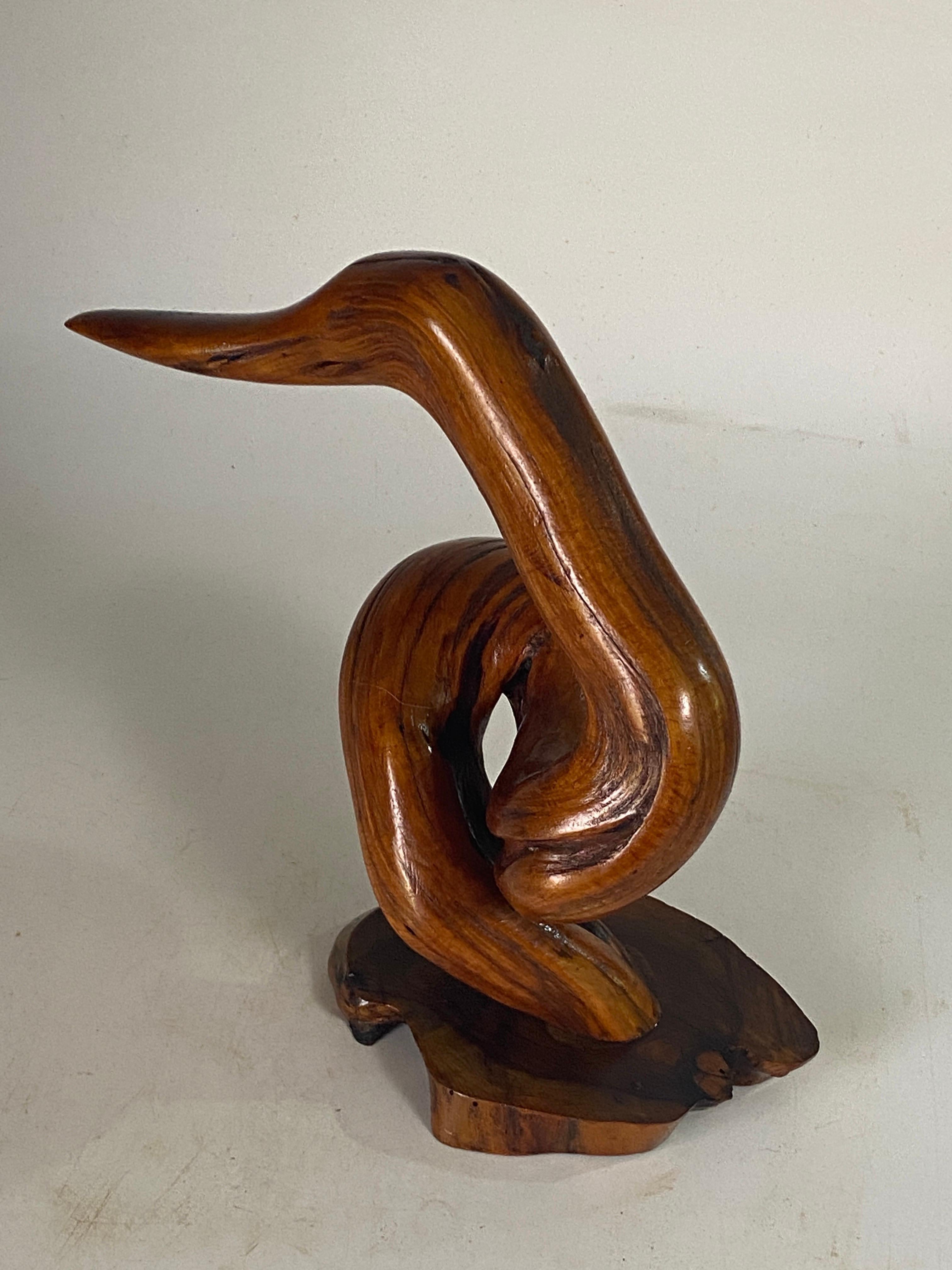 Wood Abstract Sculpture in  Brown Color Free Form, France, 1960 In Good Condition For Sale In Auribeau sur Siagne, FR