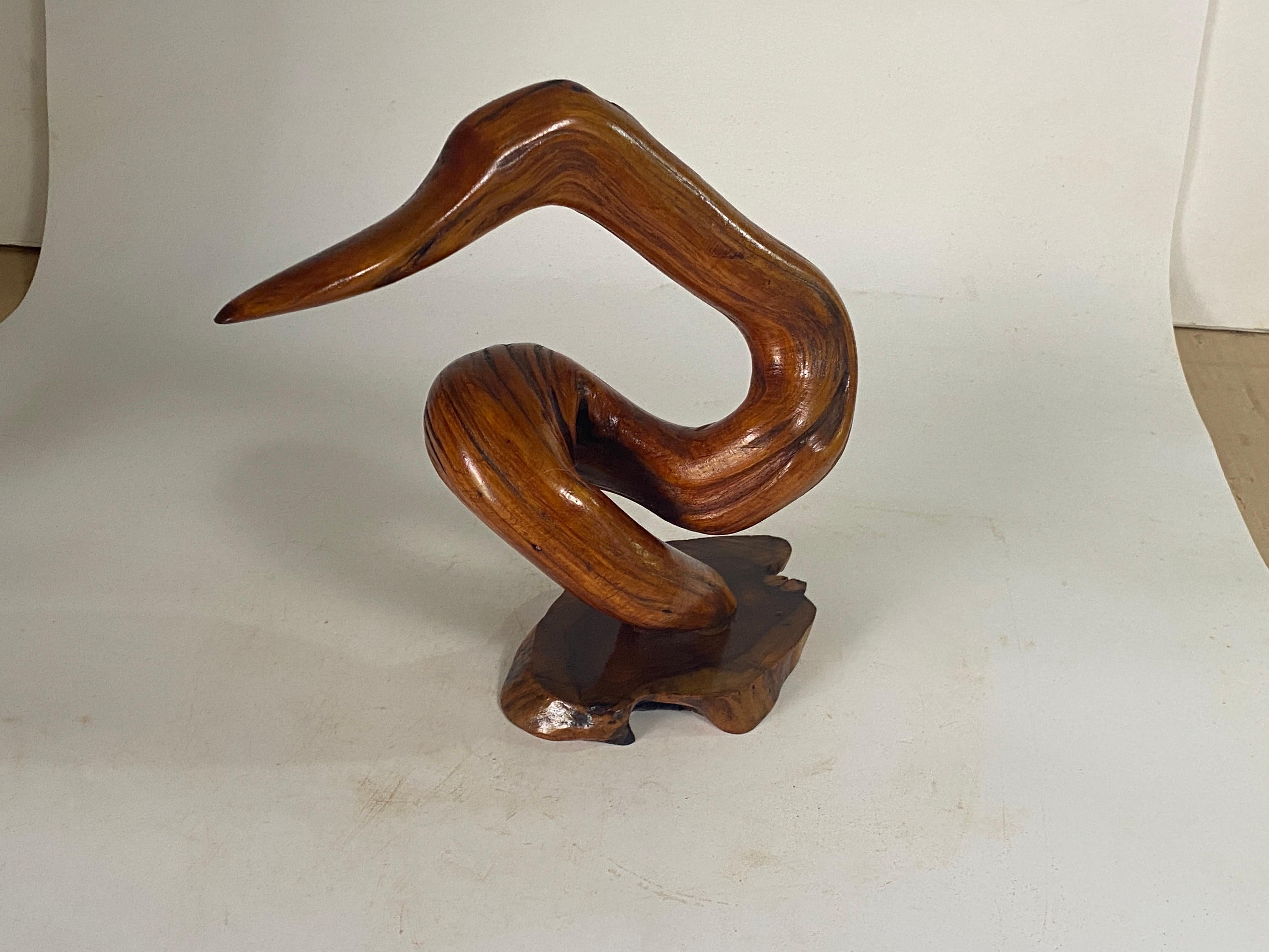 Mid-20th Century Wood Abstract Sculpture in  Brown Color Free Form, France, 1960 For Sale