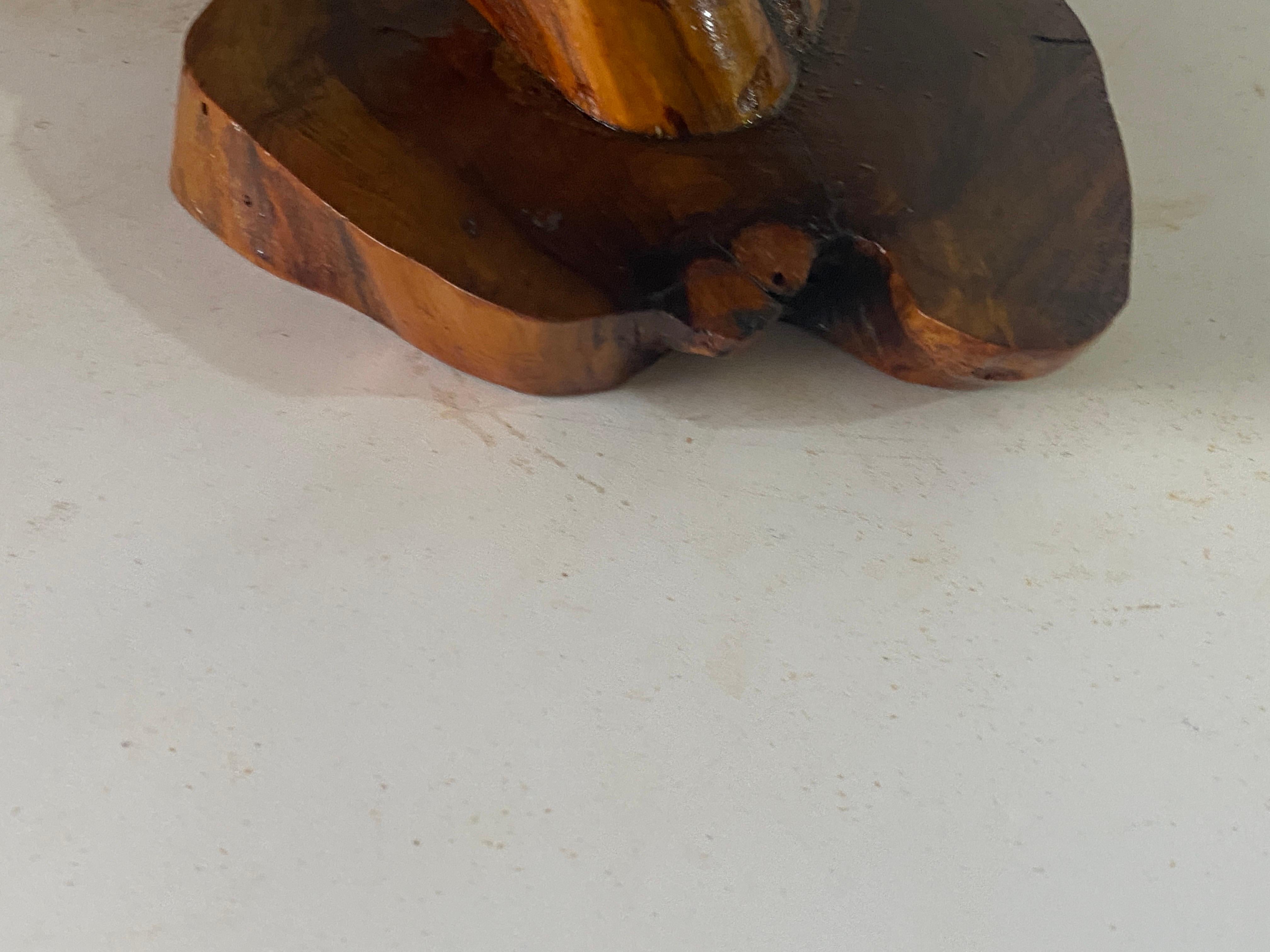 Wood Abstract Sculpture in  Brown Color Free Form, France, 1960 For Sale 3