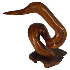 Vintage Wood Abstract Sculpture in  Brown Color Free Form, France, 1960