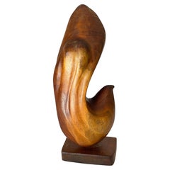 Sculpture abstraite en bois dans le style d'Alexandre Noll, couleur marron, France, 1960